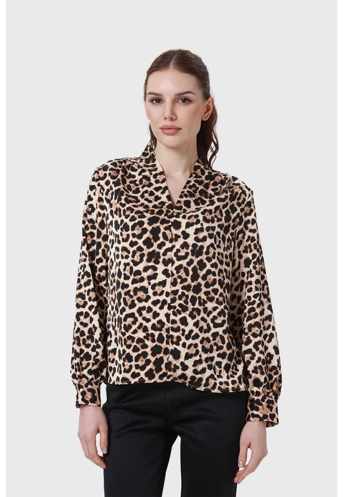 Blusa Mujer Animal Print Beige - ll-0