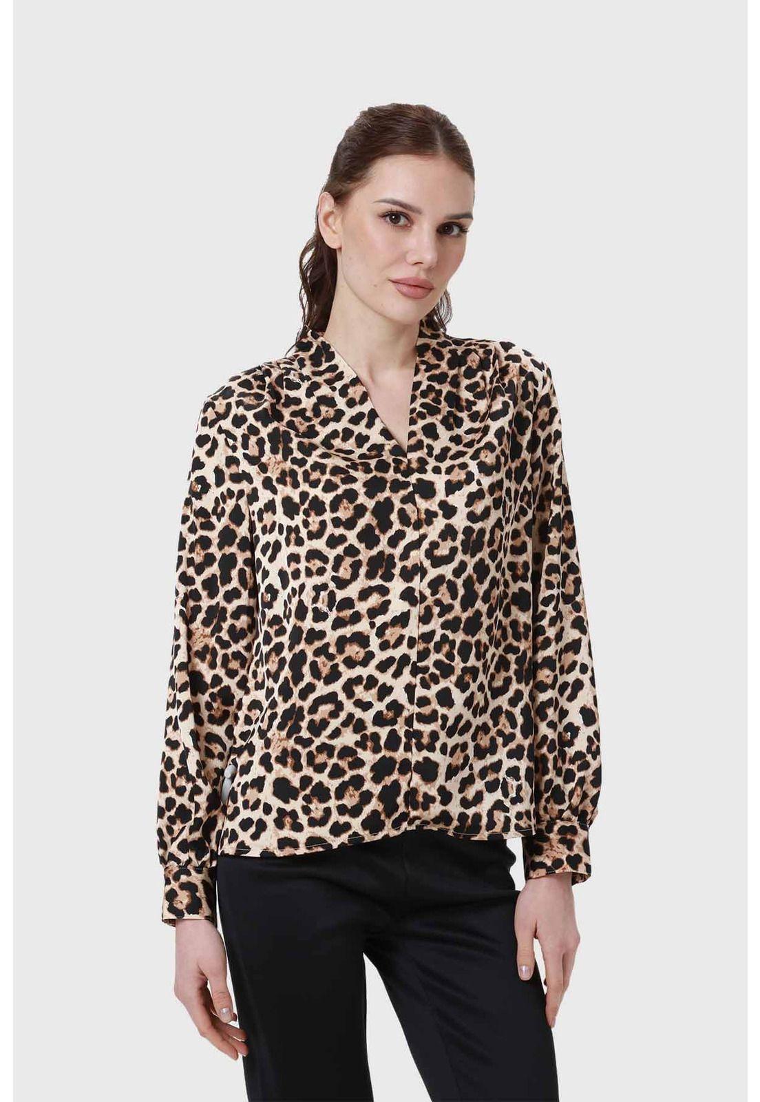 Blusa Mujer Animal Print Beige - ll-1