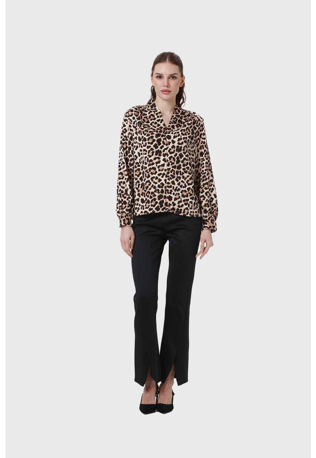 Blusa Mujer Animal Print Beige - ll-3