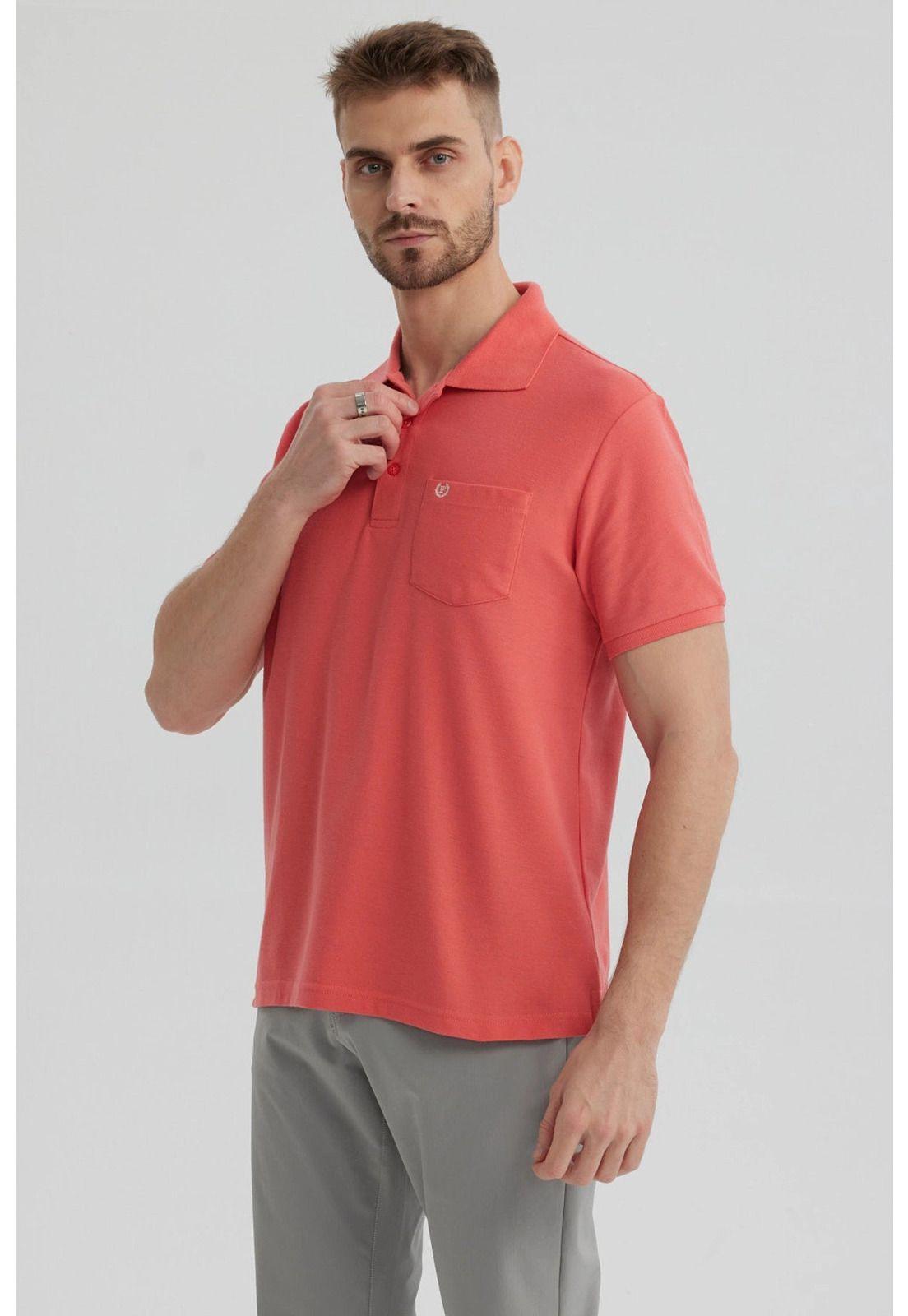 Polera Hombre Pique Básica Lisa Sandía- ll-1