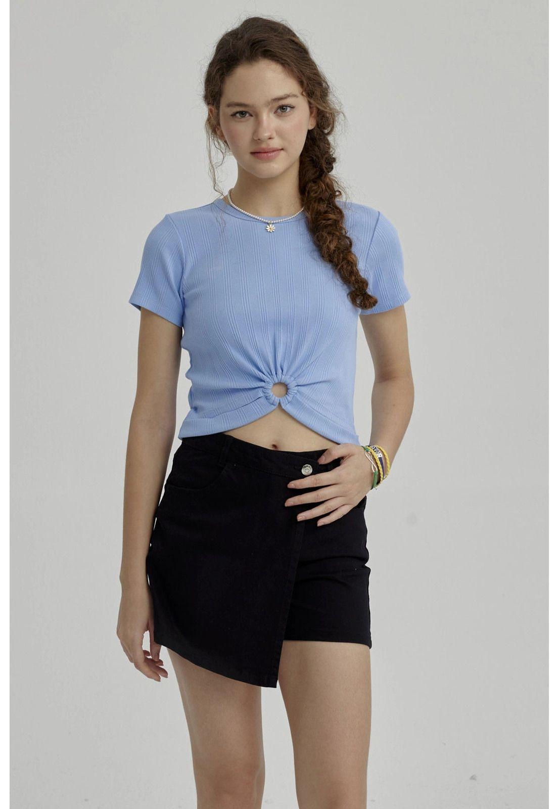 Polera Niña Con Argolla Celeste-0