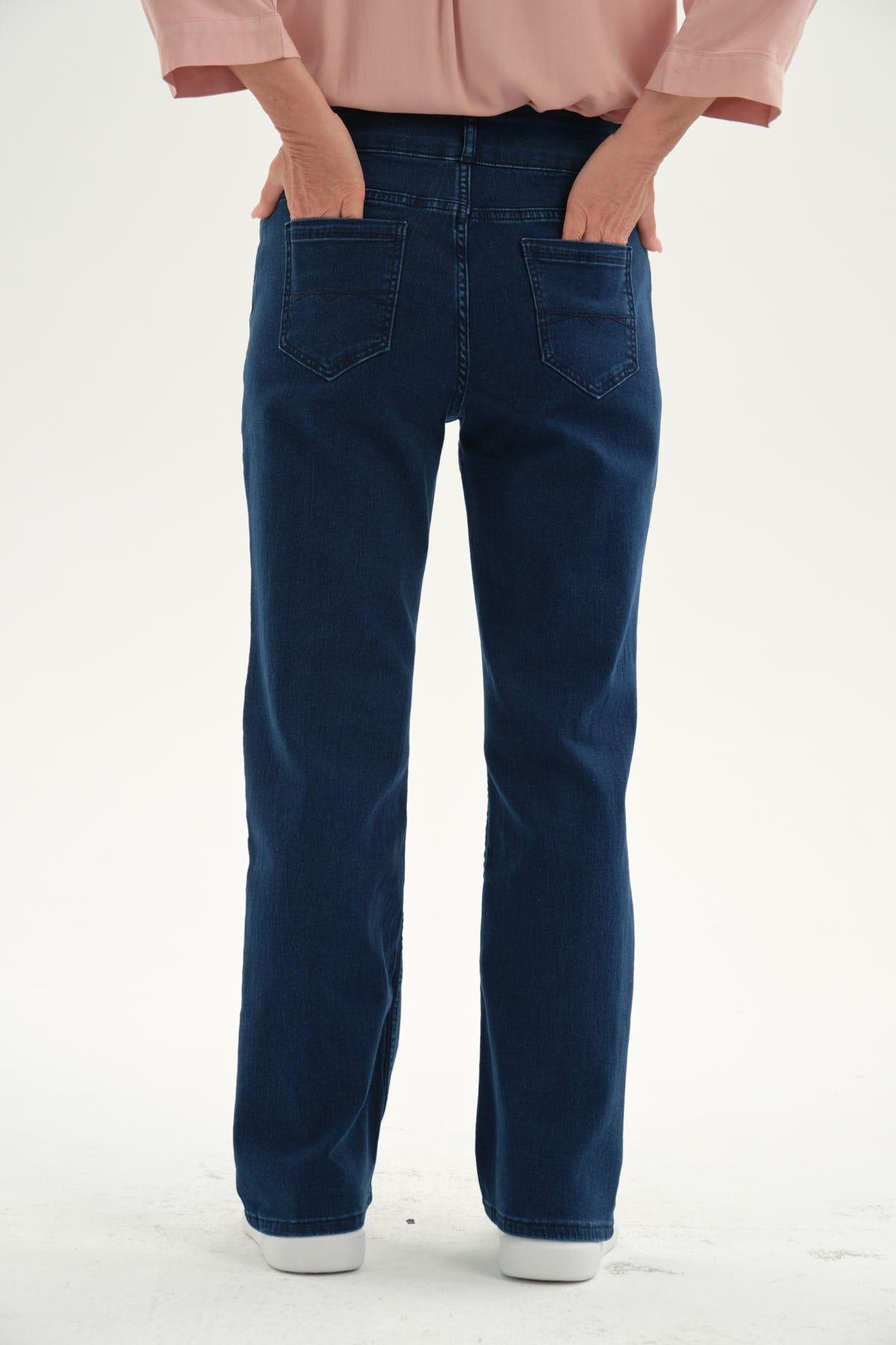 Jeans Mujer Flare Tiro Alto Azul-2