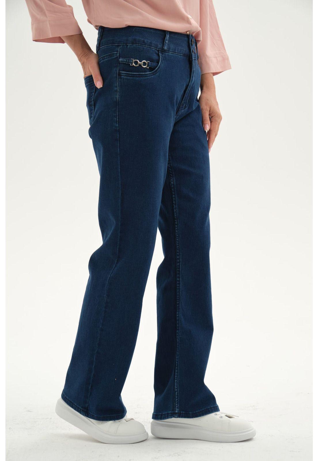 Jeans Mujer Flare Tiro Alto Azul-1
