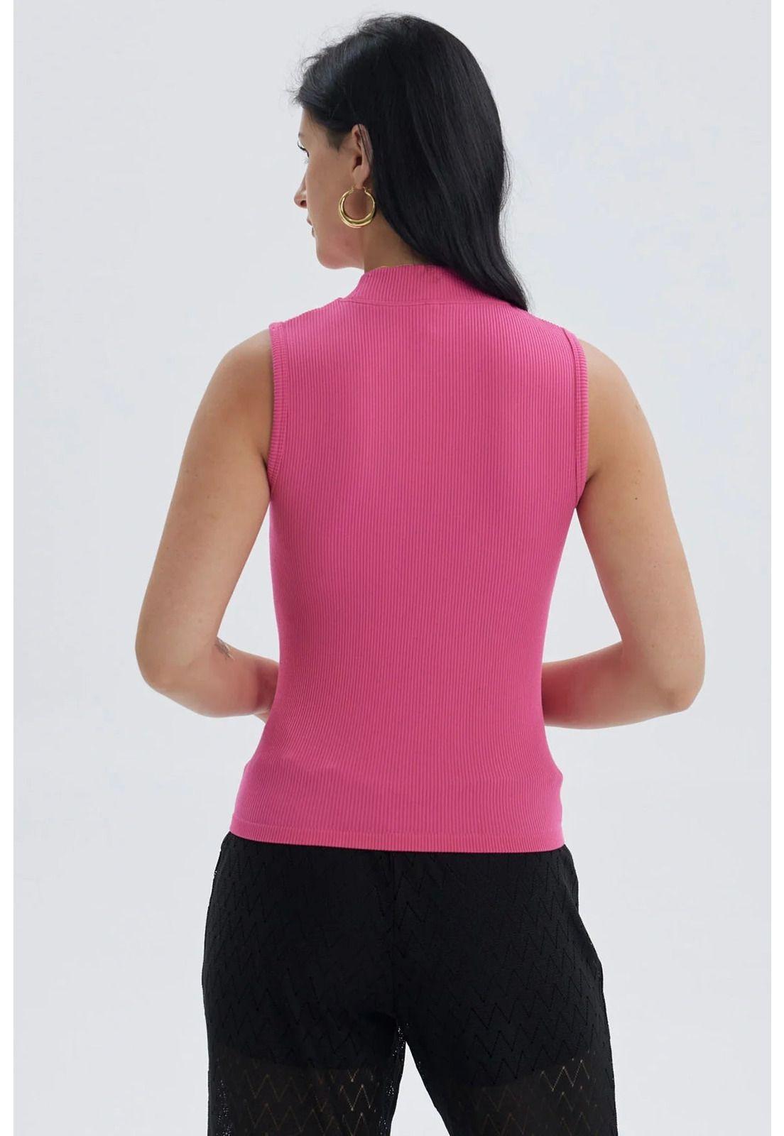 Polera Mujer Rib Fucsia-2