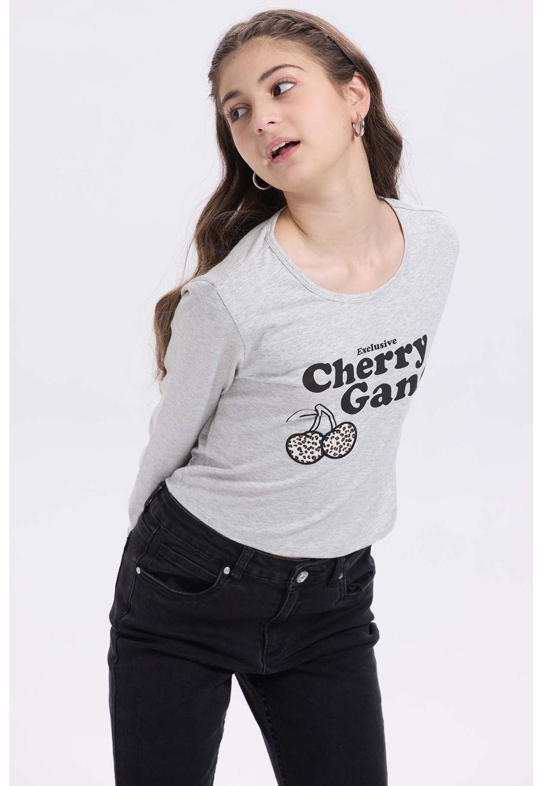 Polera Niña Print Posicional Gris Melange-1