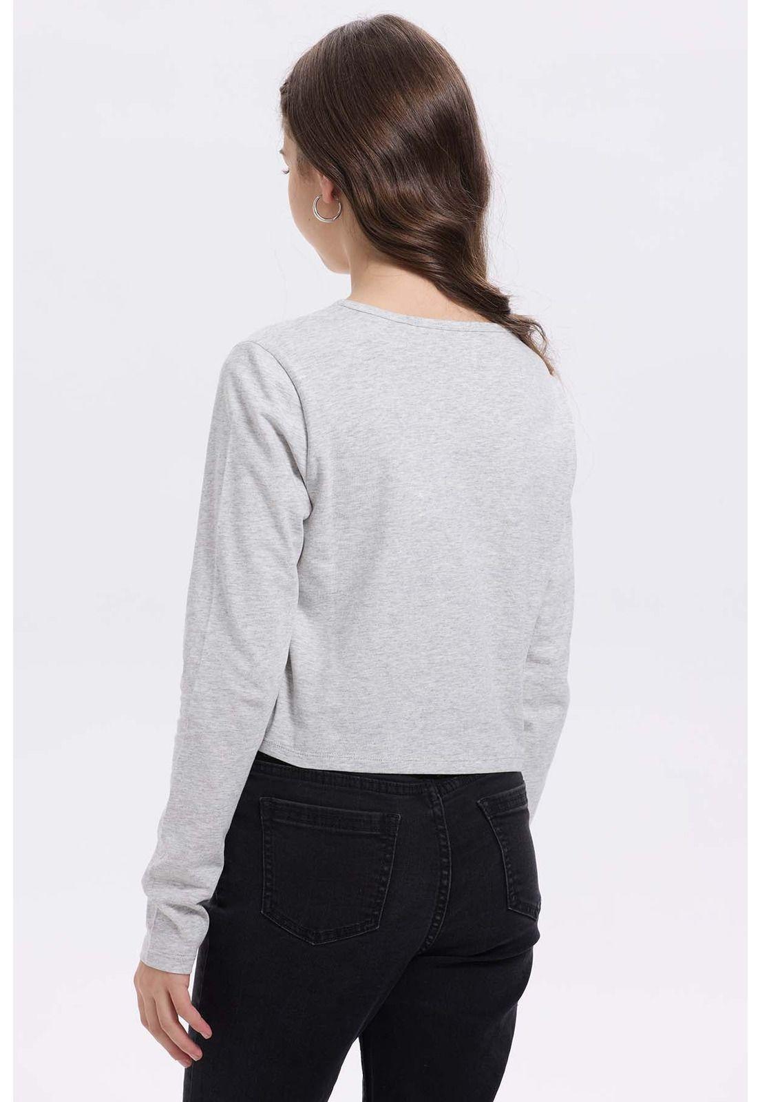 Polera Niña Print Posicional Gris Melange-2