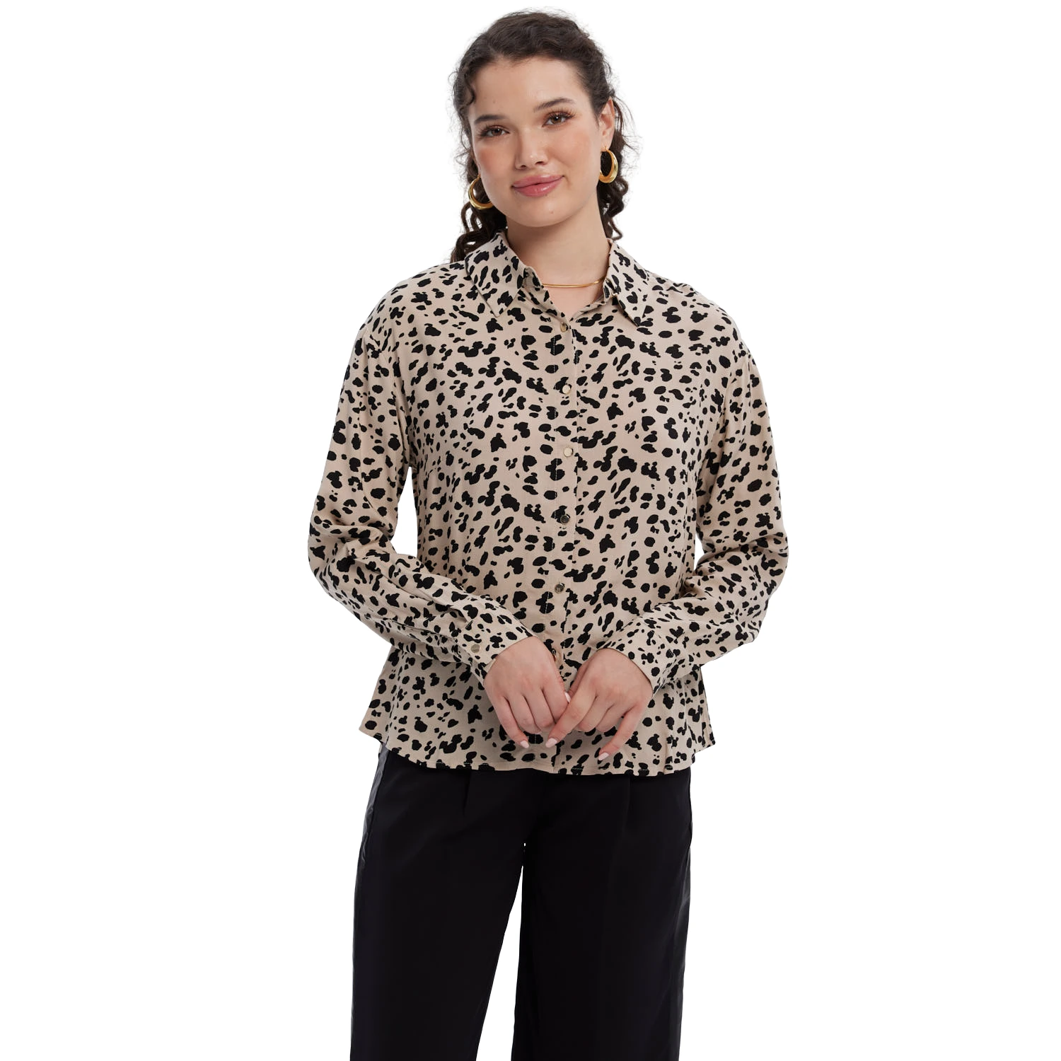 Blusa Mujer Abotonada Rapport Beige-2