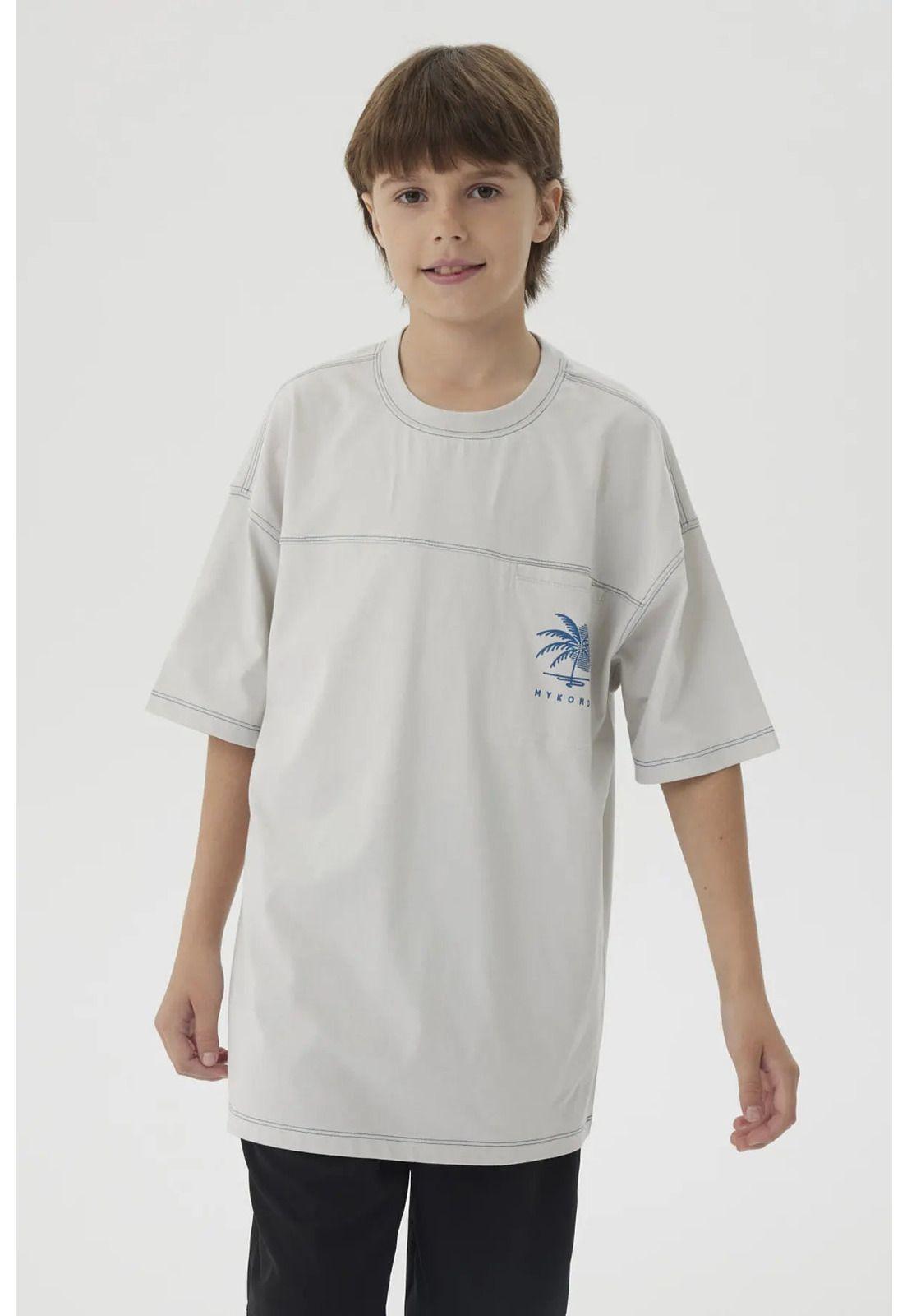 Polera Niño Bolsillo Print Gris-0