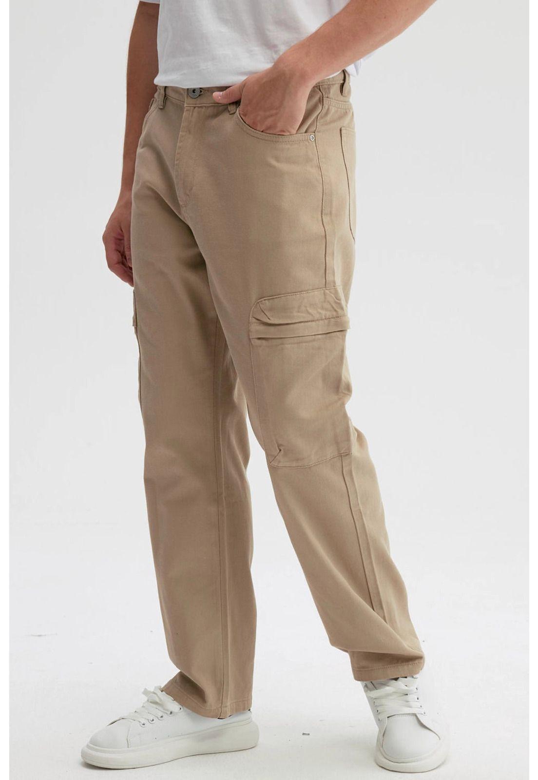 Jeans Hombre Baggy Cargo Beige-1