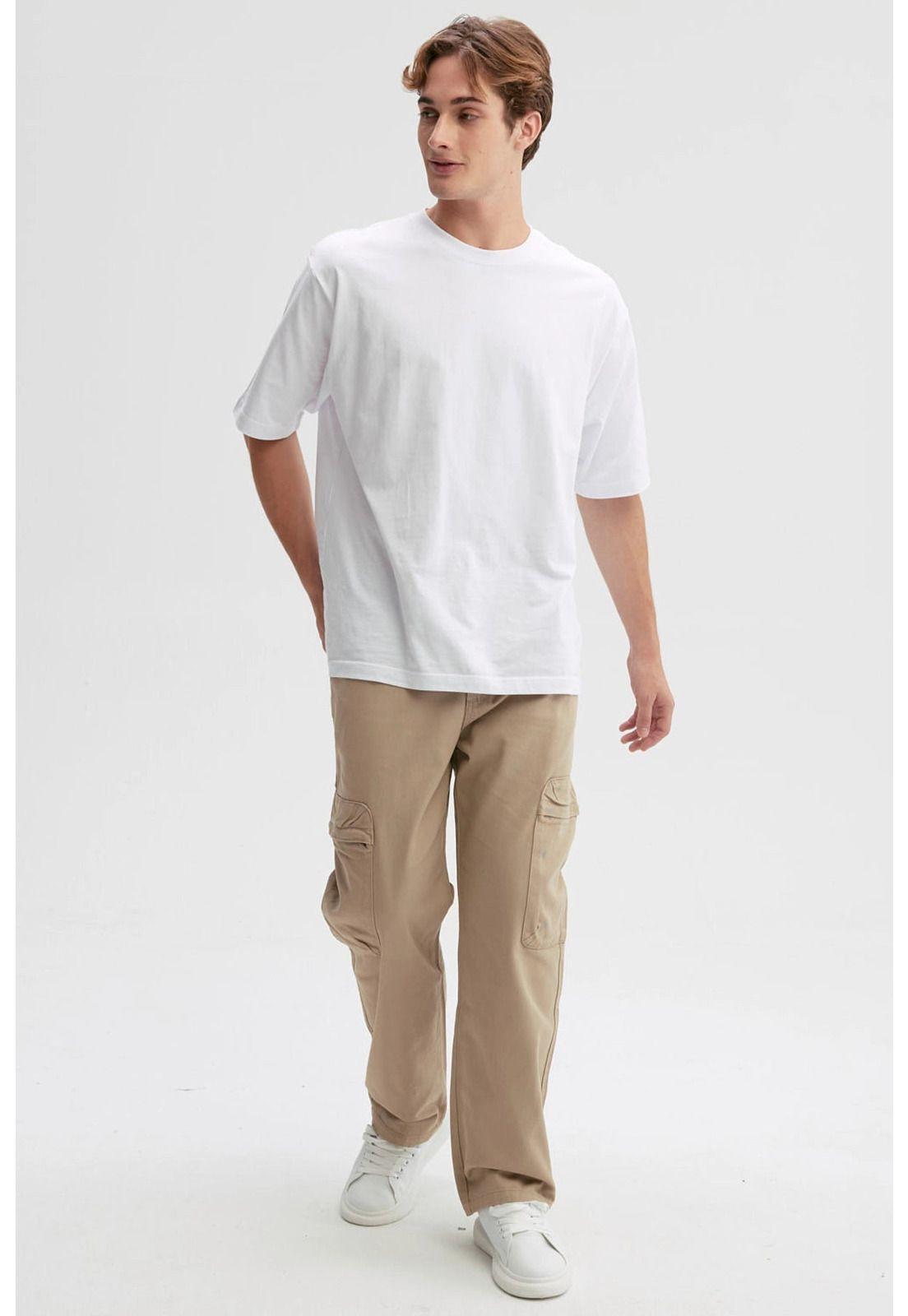 Jeans Hombre Baggy Cargo Beige-3