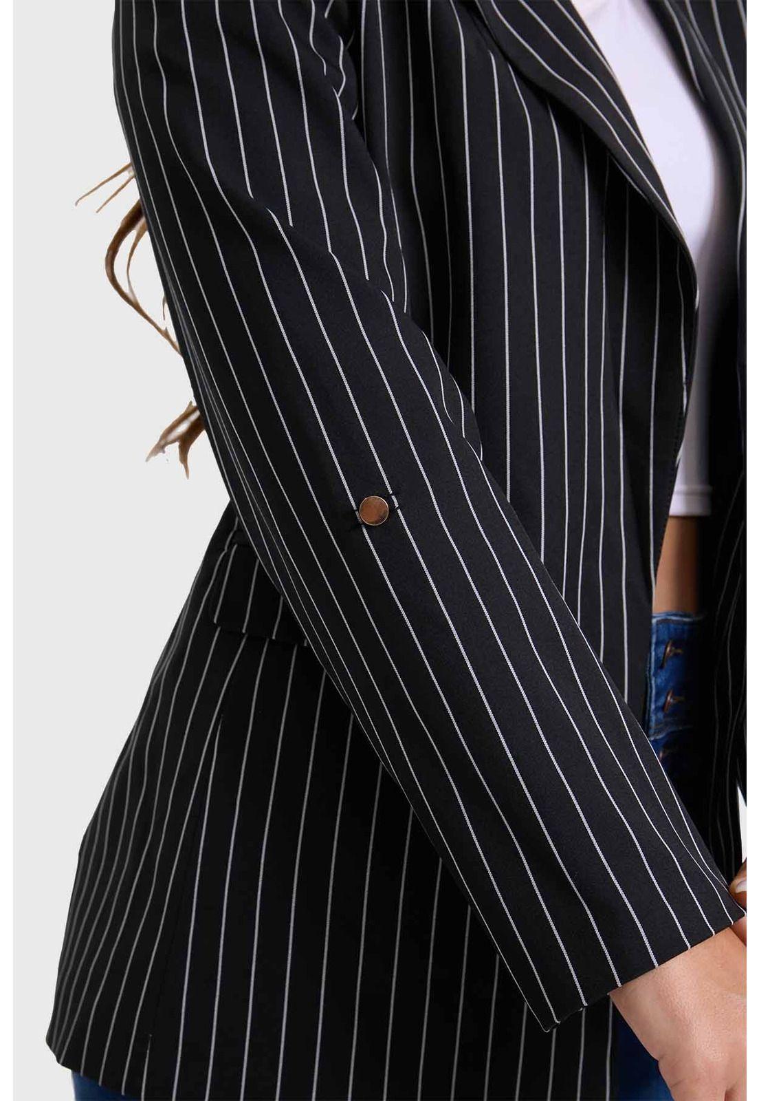 Blazer Mujer Raya Diplomática Negro-3