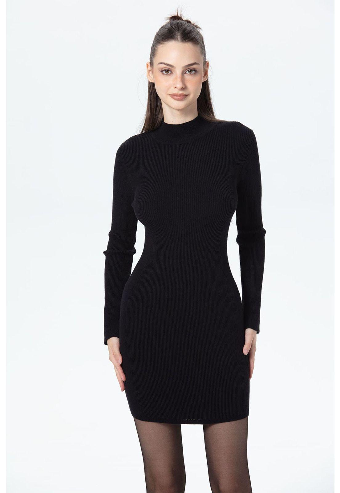 Vestido Mujer Tejido Negro-0