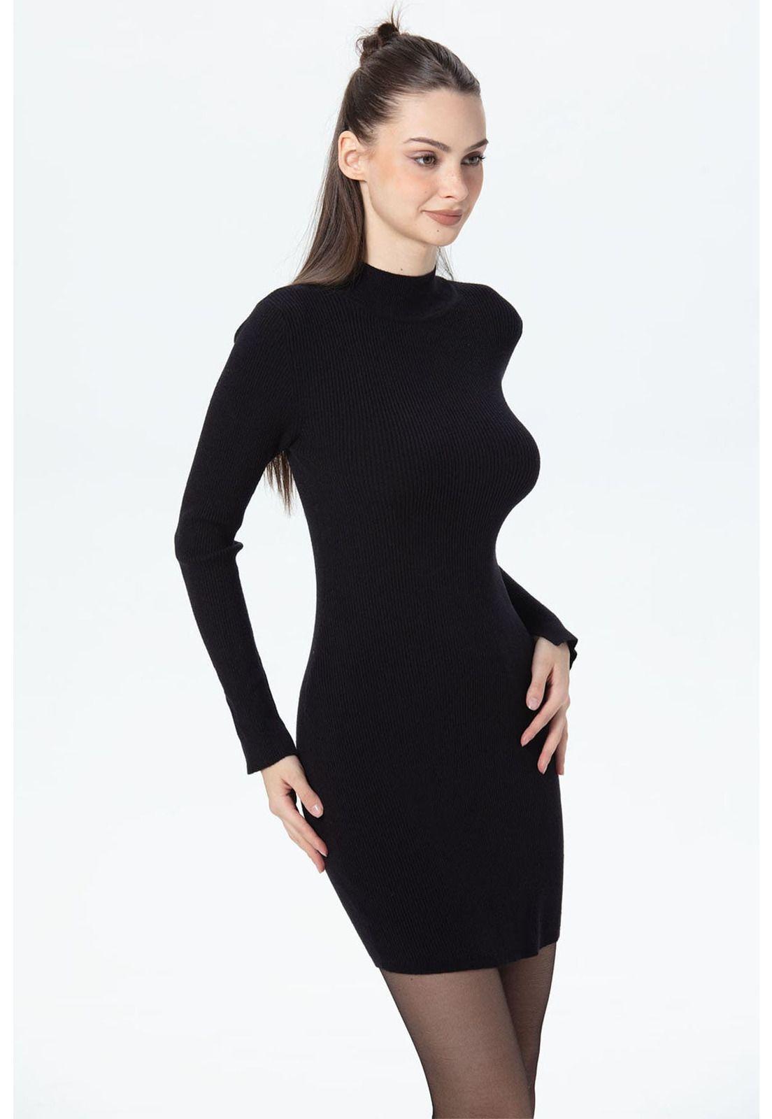 Vestido Mujer Tejido Negro-1