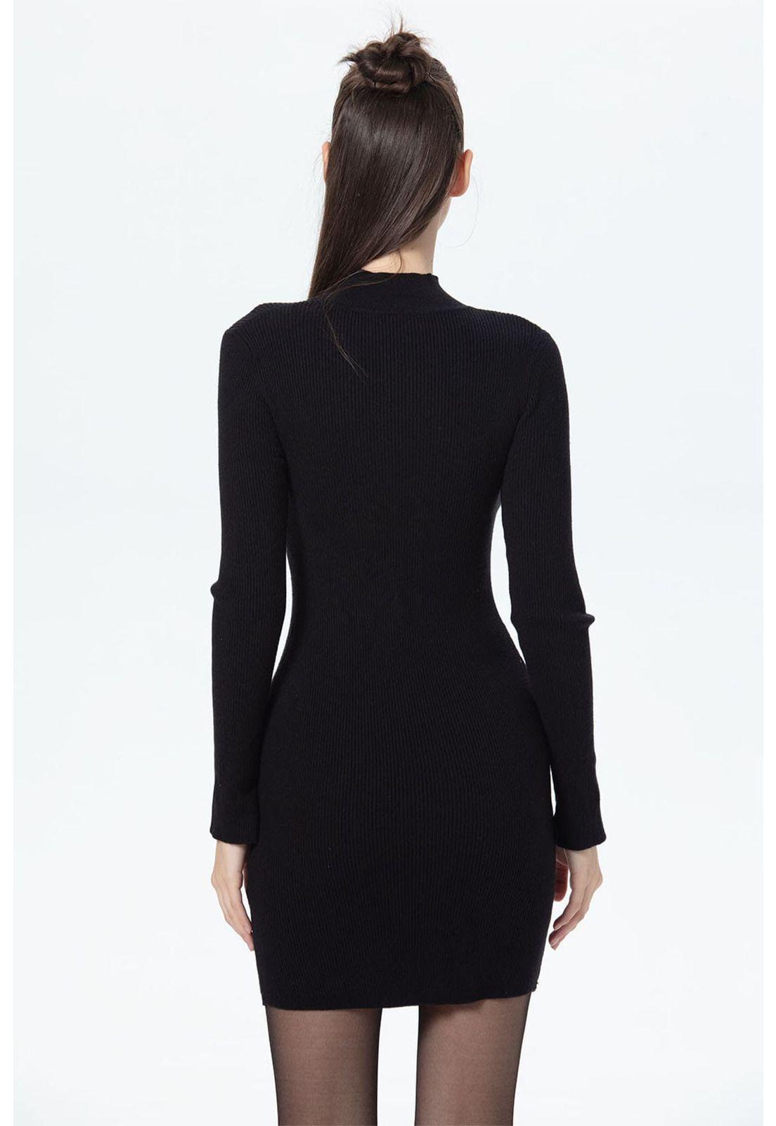 Vestido Mujer Tejido Negro-2