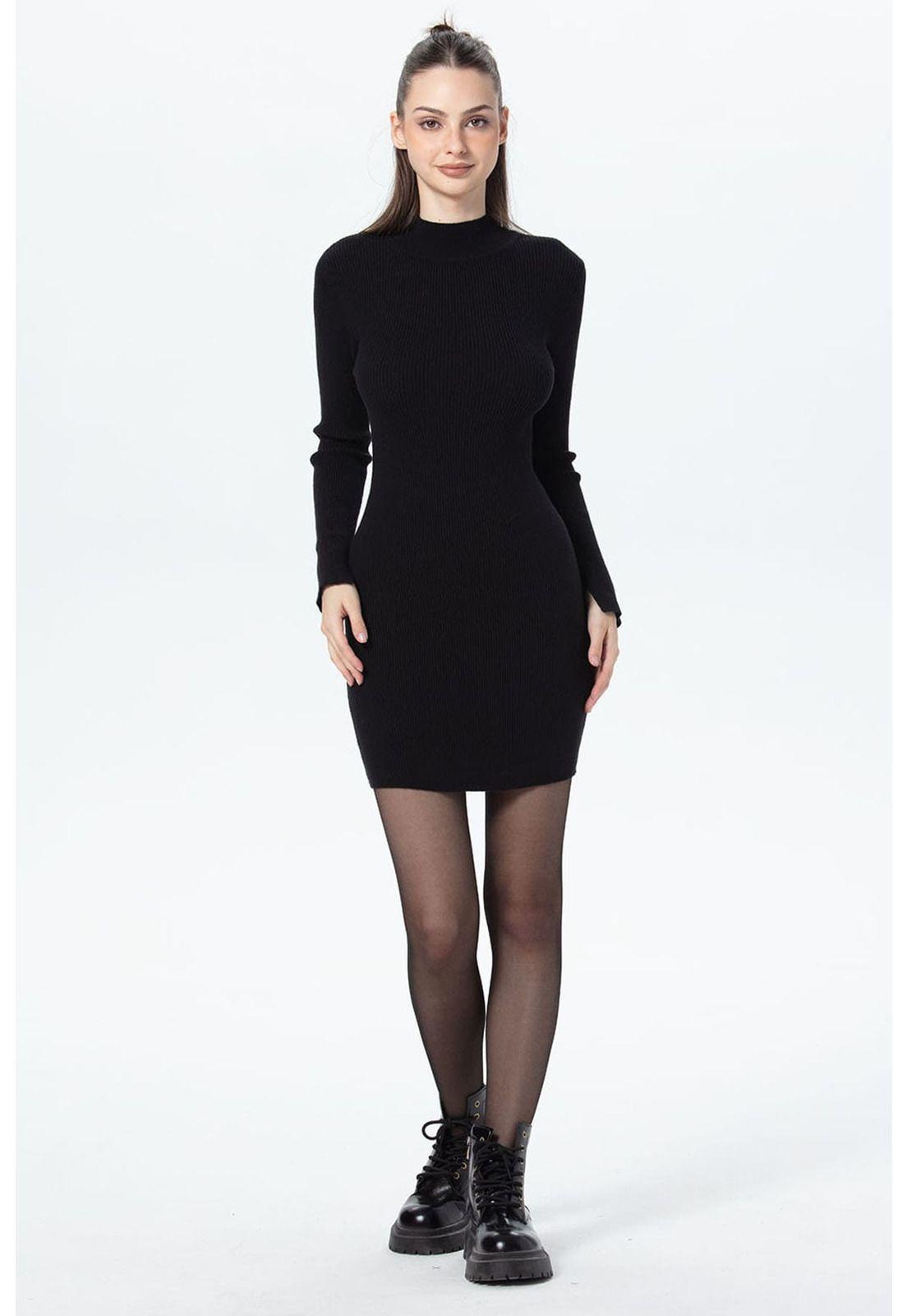 Vestido Mujer Tejido Negro-3