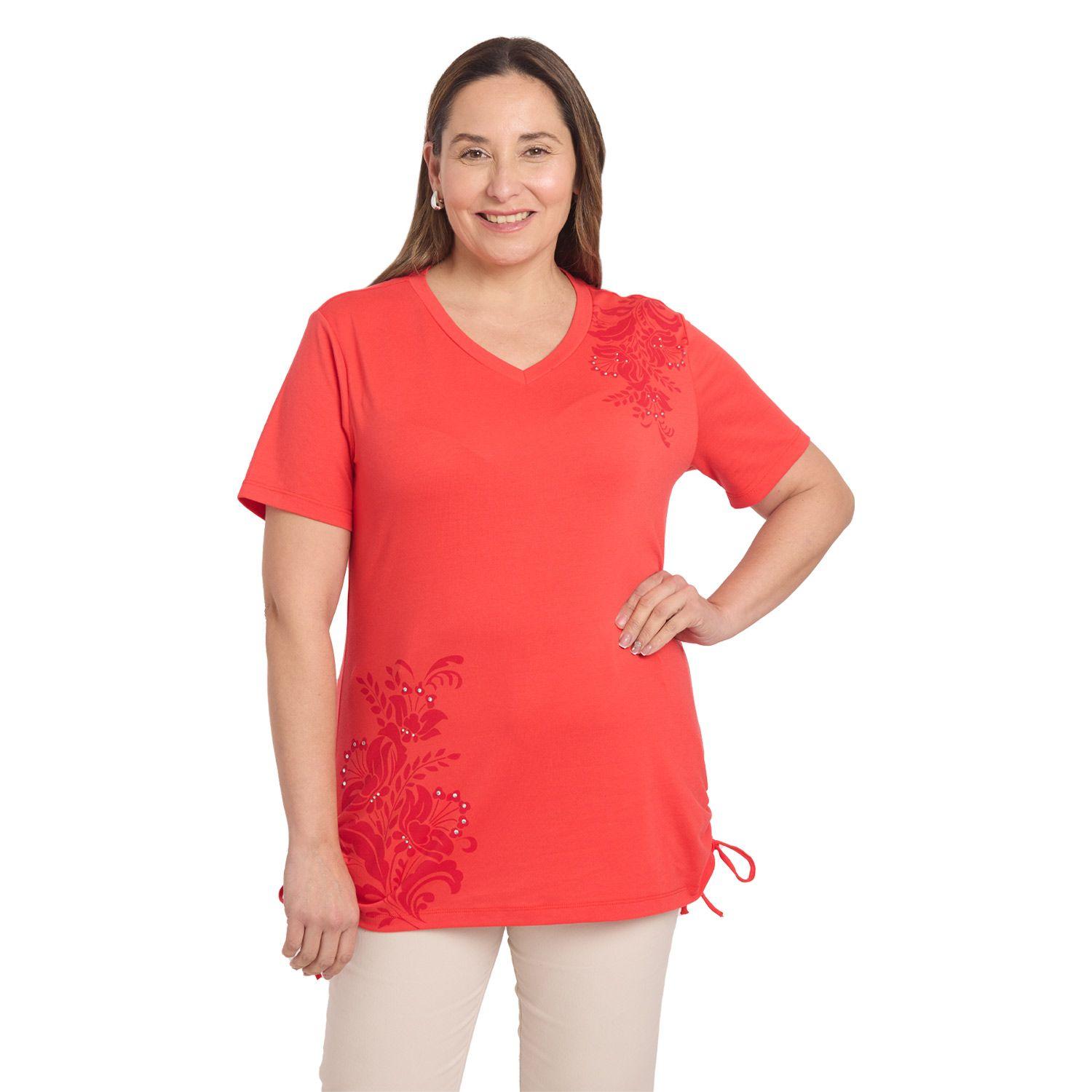 Polera Mujer Print & Strass Coral Fashion's Park-0