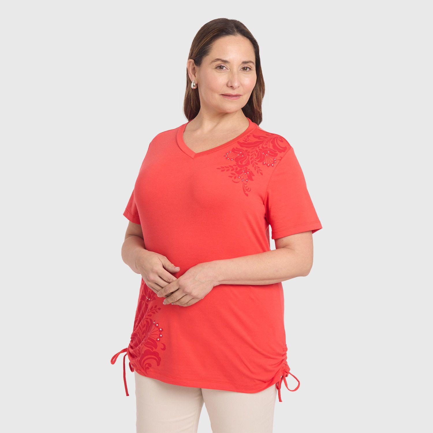 Polera Mujer Print & Strass Coral Fashion's Park-1