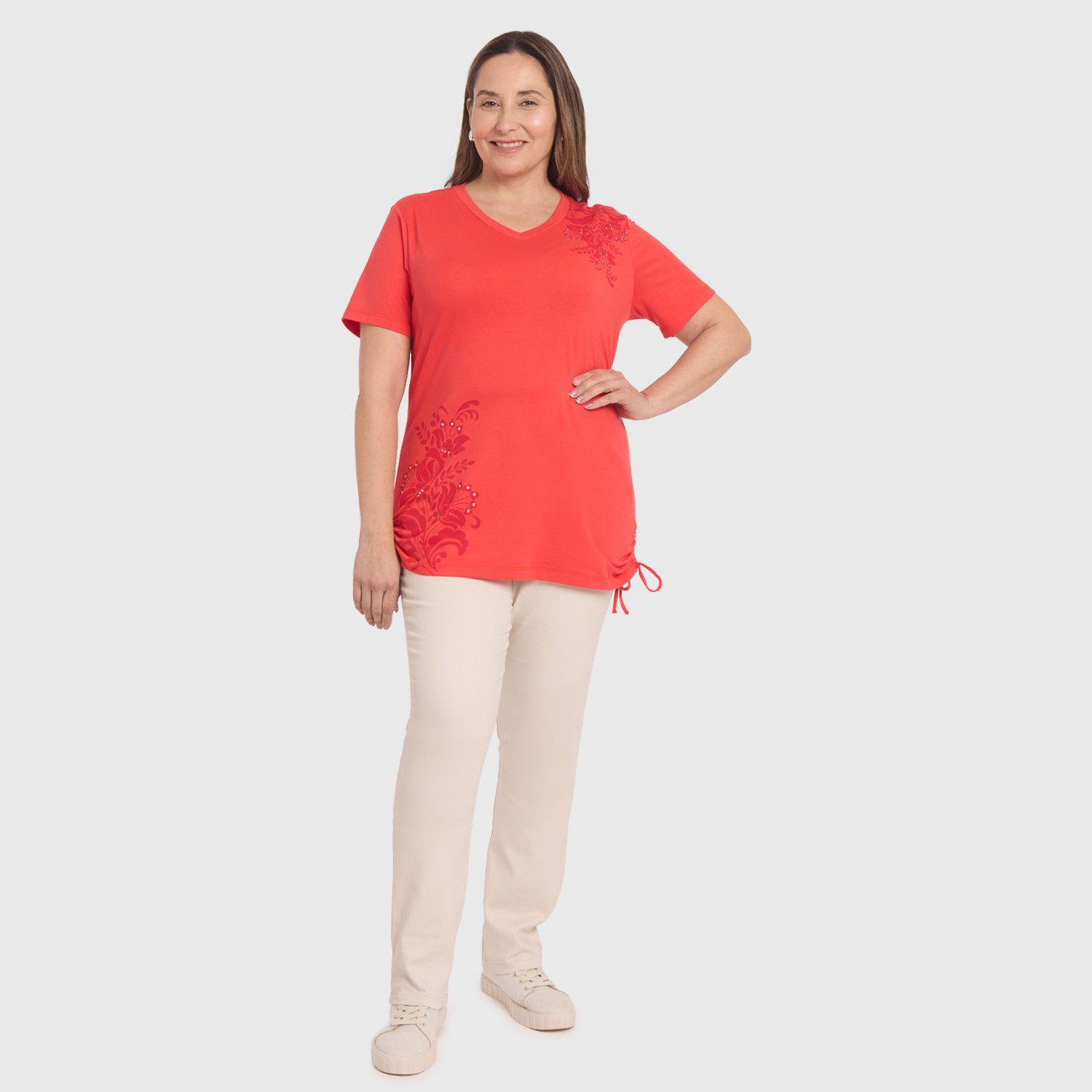 Polera Mujer Print & Strass Coral Fashion's Park-3