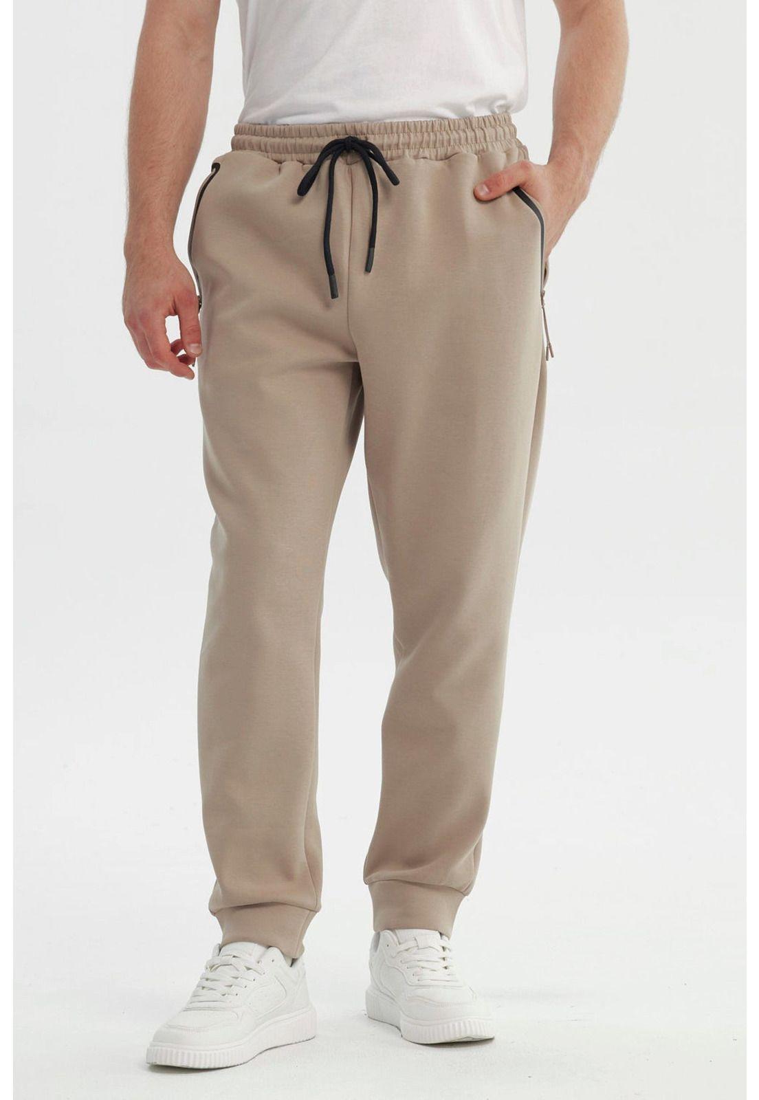 Pantalón Buzo Hombre Juvenil Pitillo Beige Oscuro-0