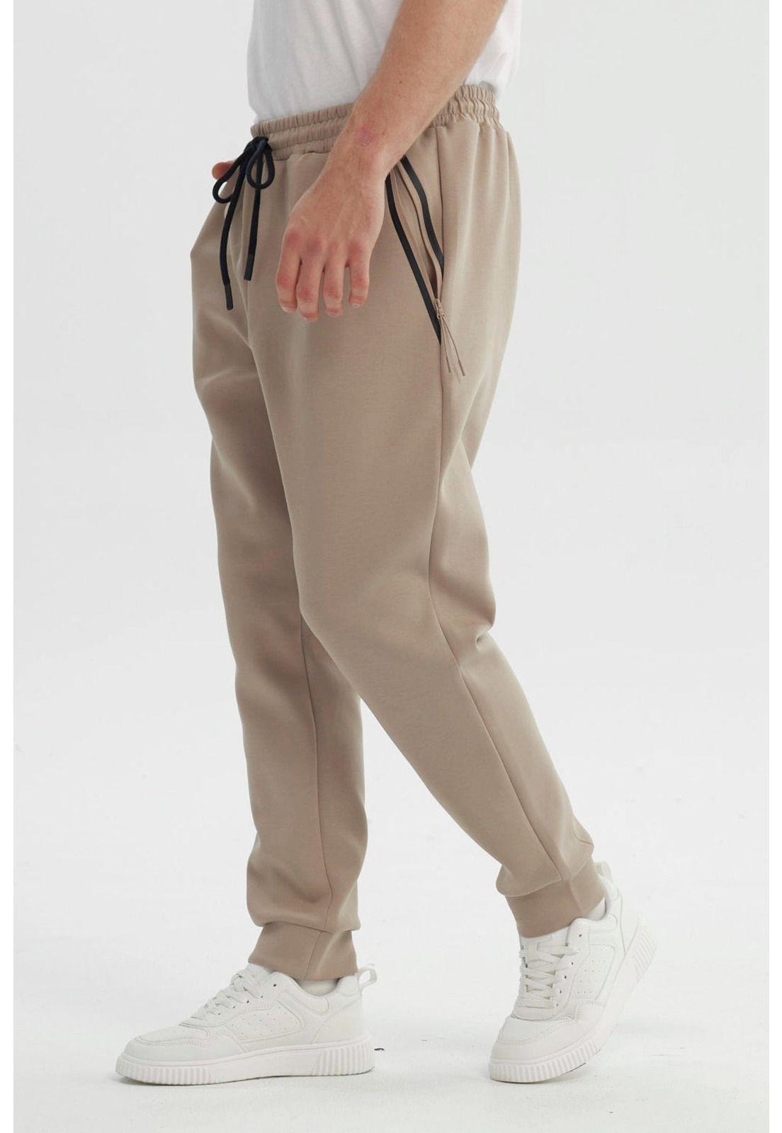 Pantalón Buzo Hombre Juvenil Pitillo Beige Oscuro-1