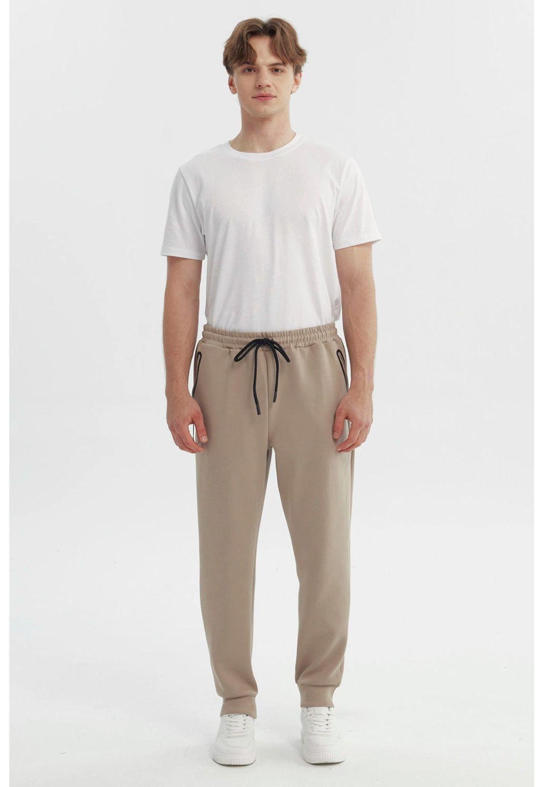 Pantalón Buzo Hombre Juvenil Pitillo Beige Oscuro-3