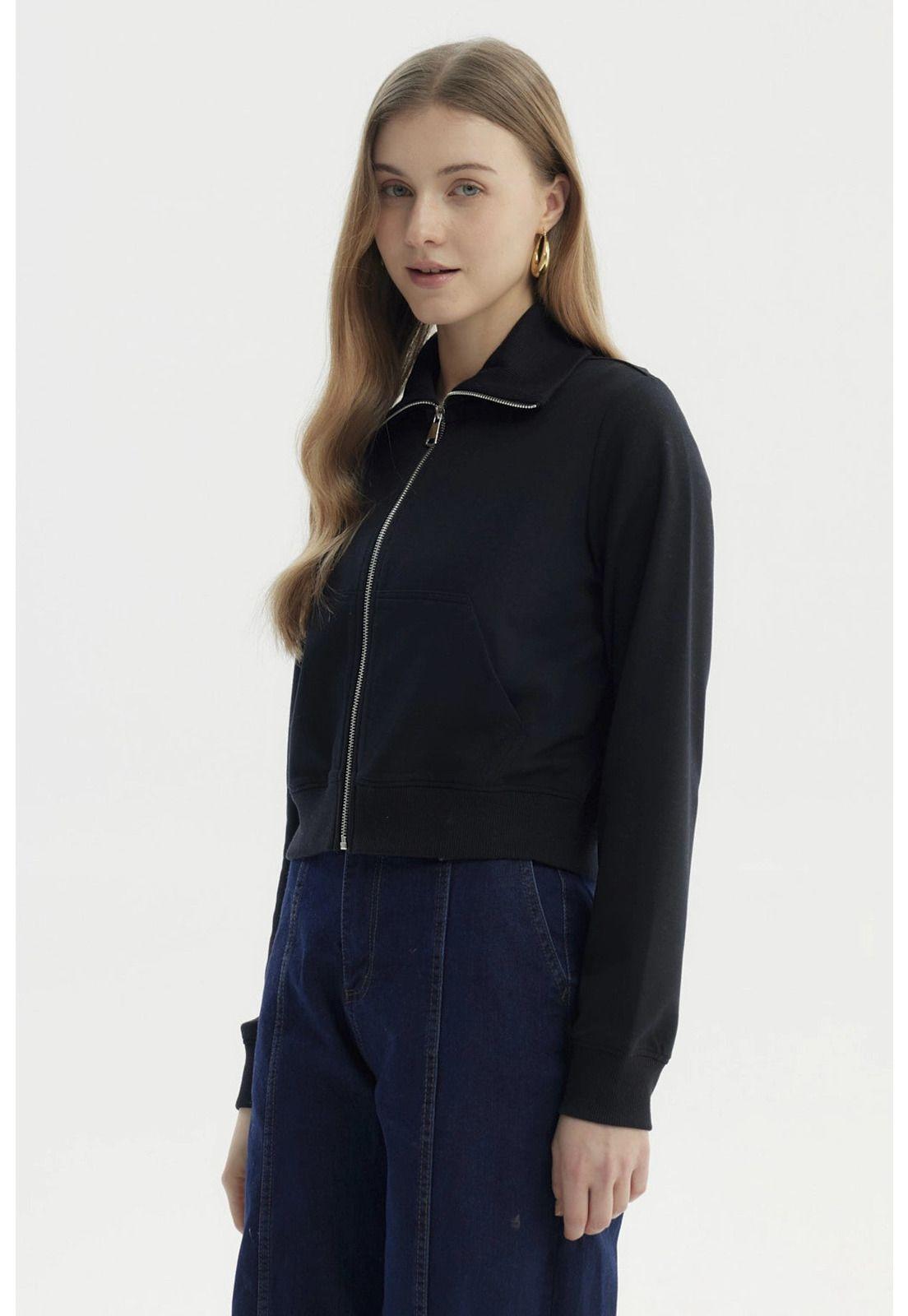 Polerón Mujer Cuello Alto Full Zipper Negro-1