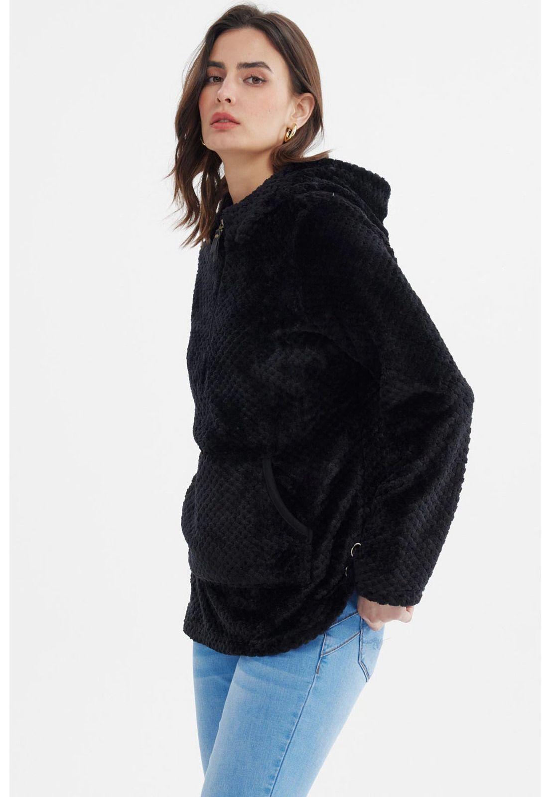 Polar Mujer Básico Aplicación Botón Negro-1