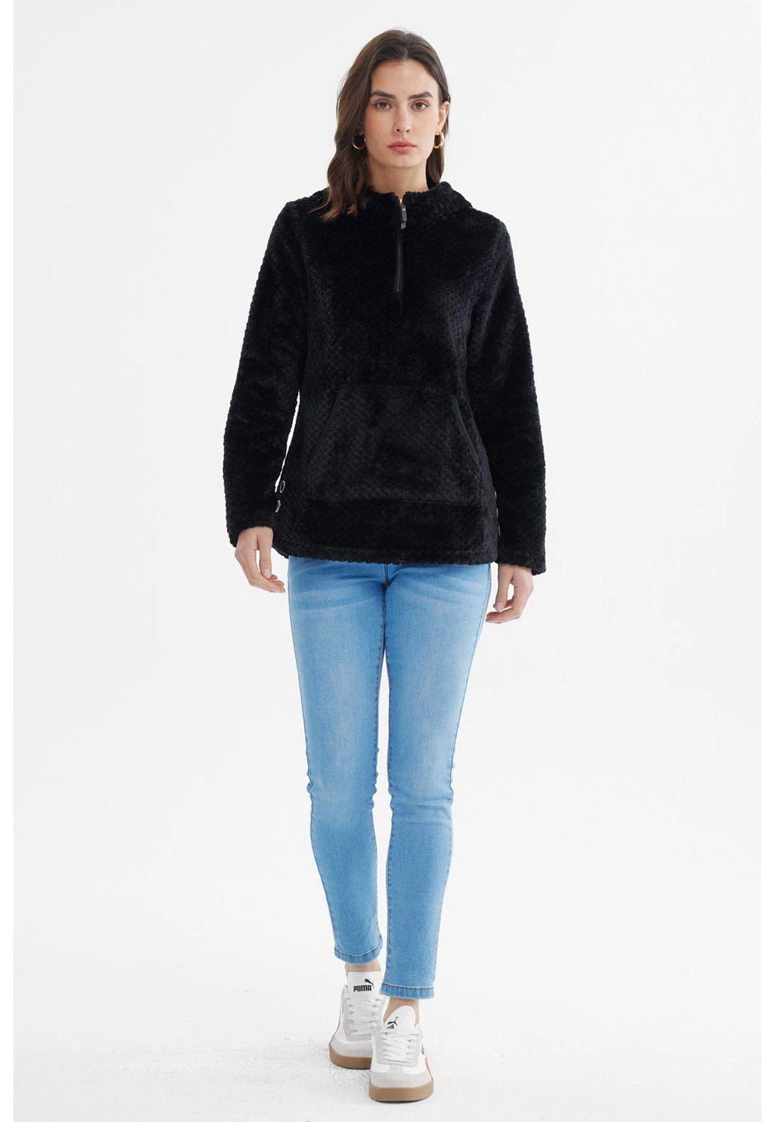 Polar Mujer Básico Aplicación Botón Negro-3