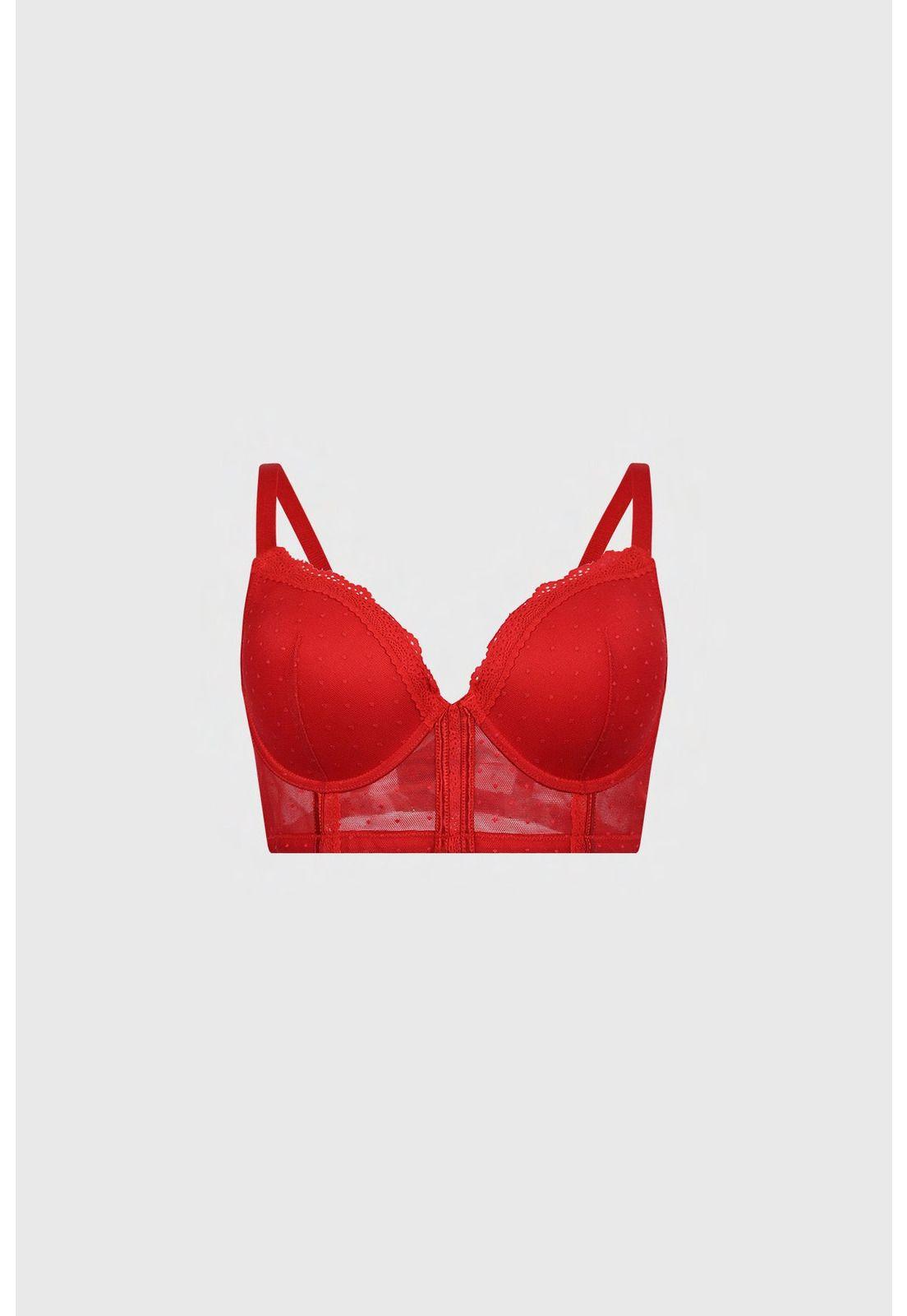 Sostén Mujer Detalle Encaje Rojo-0