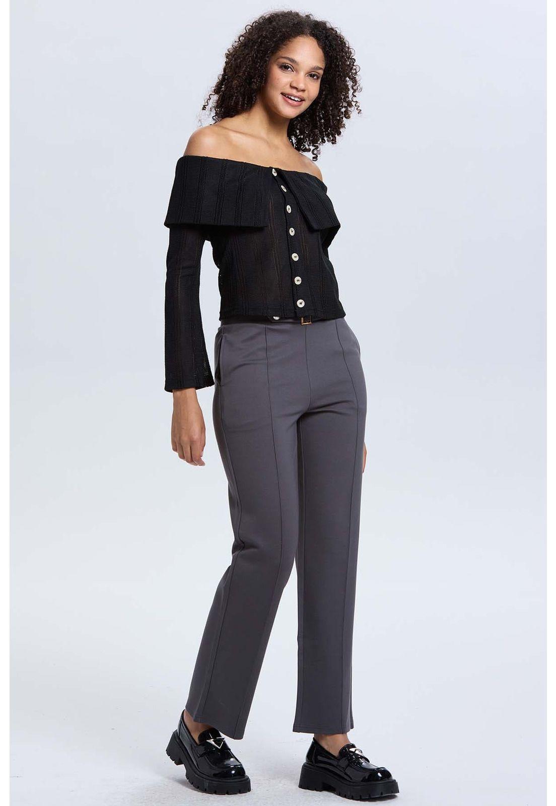 Sweater Mujer Con Bardot Negro-3