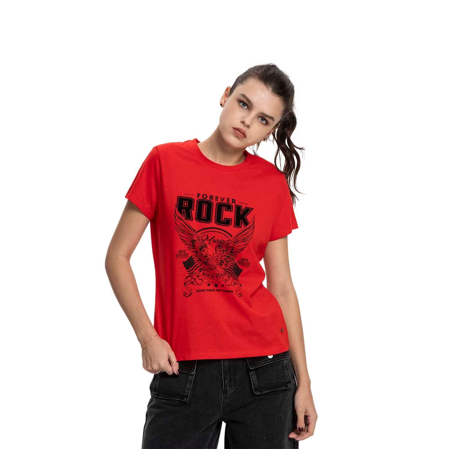 Polera Mujer Básica Print Rojo Fsp Fashion's Park-0