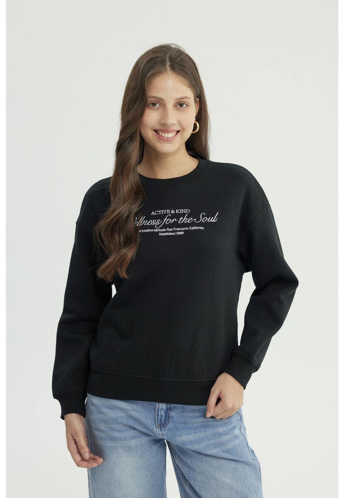 Polerón Mujer Classic Negro - V-0