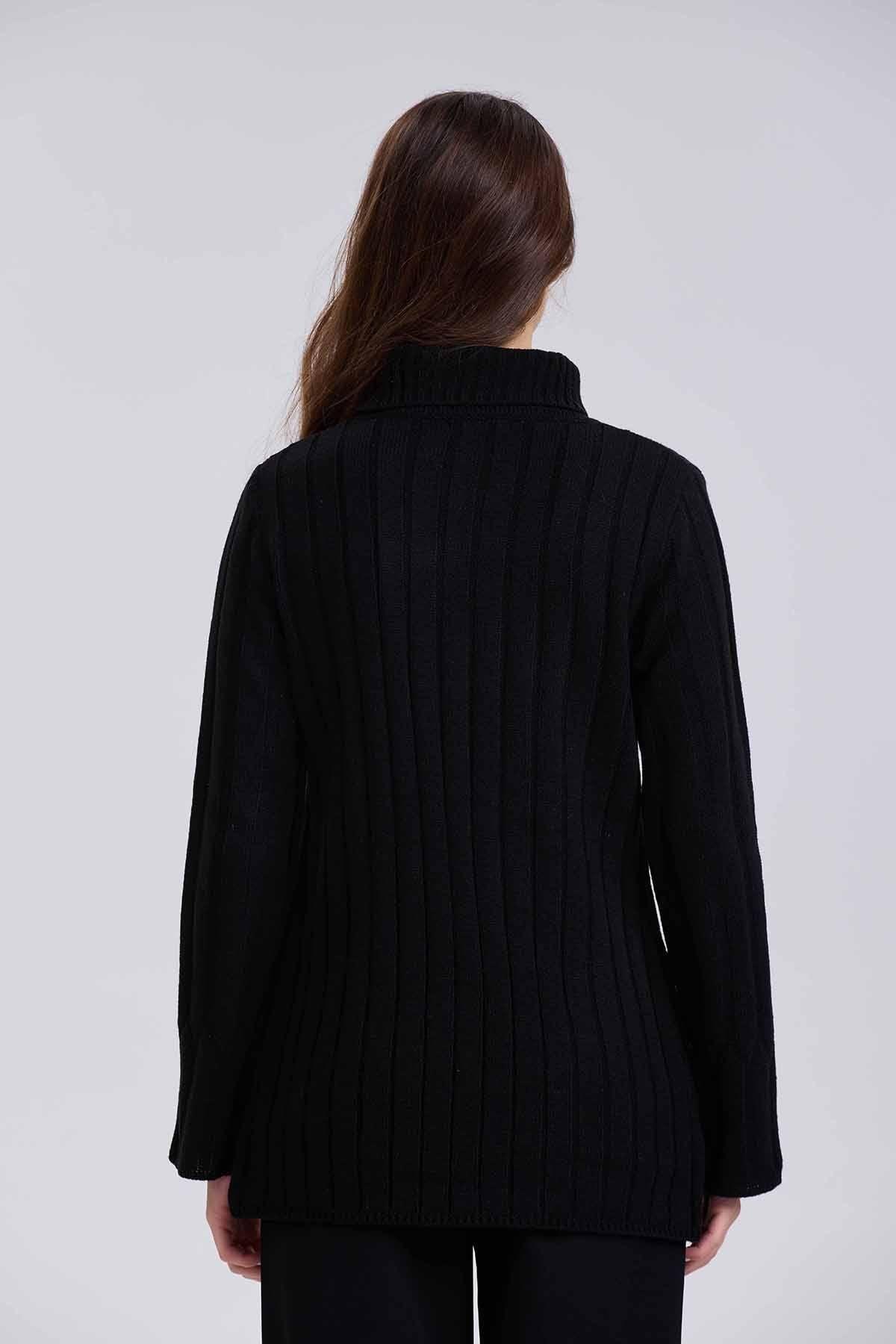 Sweater Mujer Botones Negro-2