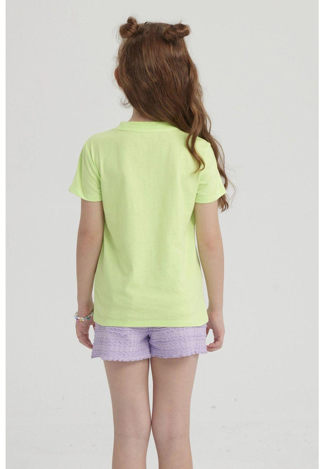 Polera Niña Básica Estampada Verde - ll-2