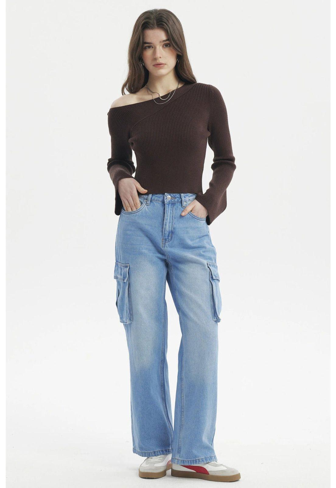 Sweater Mujer Ajustado Café Oscuro-3