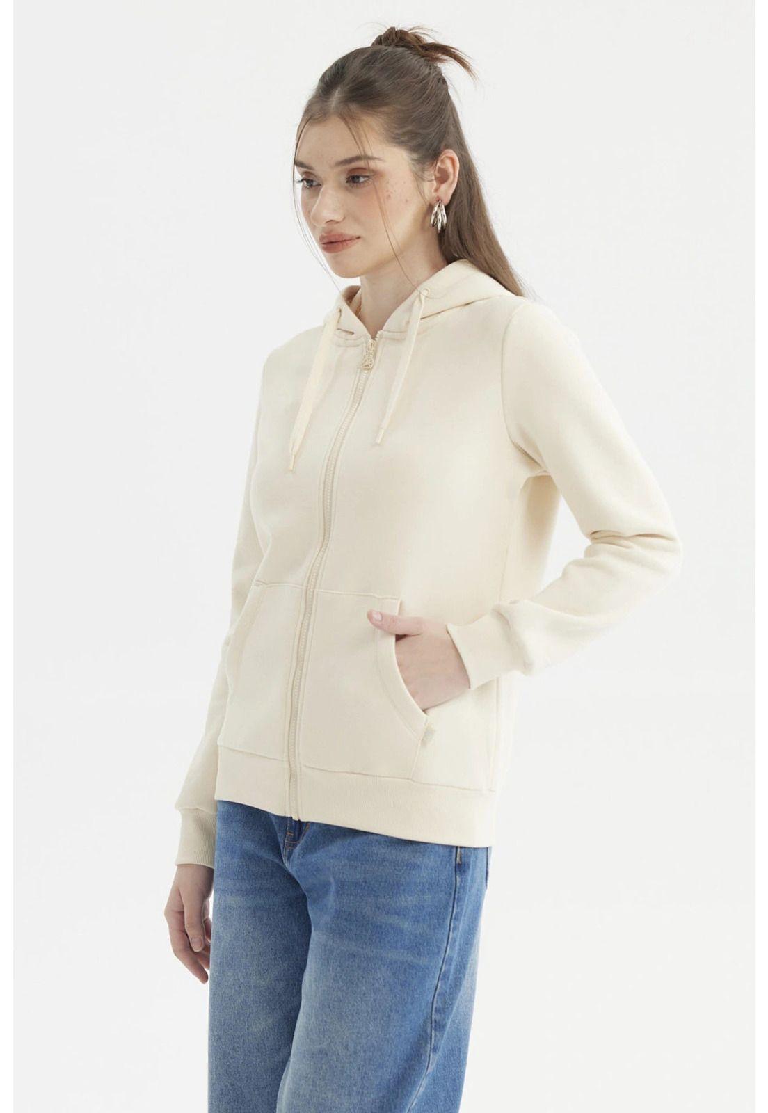 Polerón Mujer Abierto Hodie Crema-1