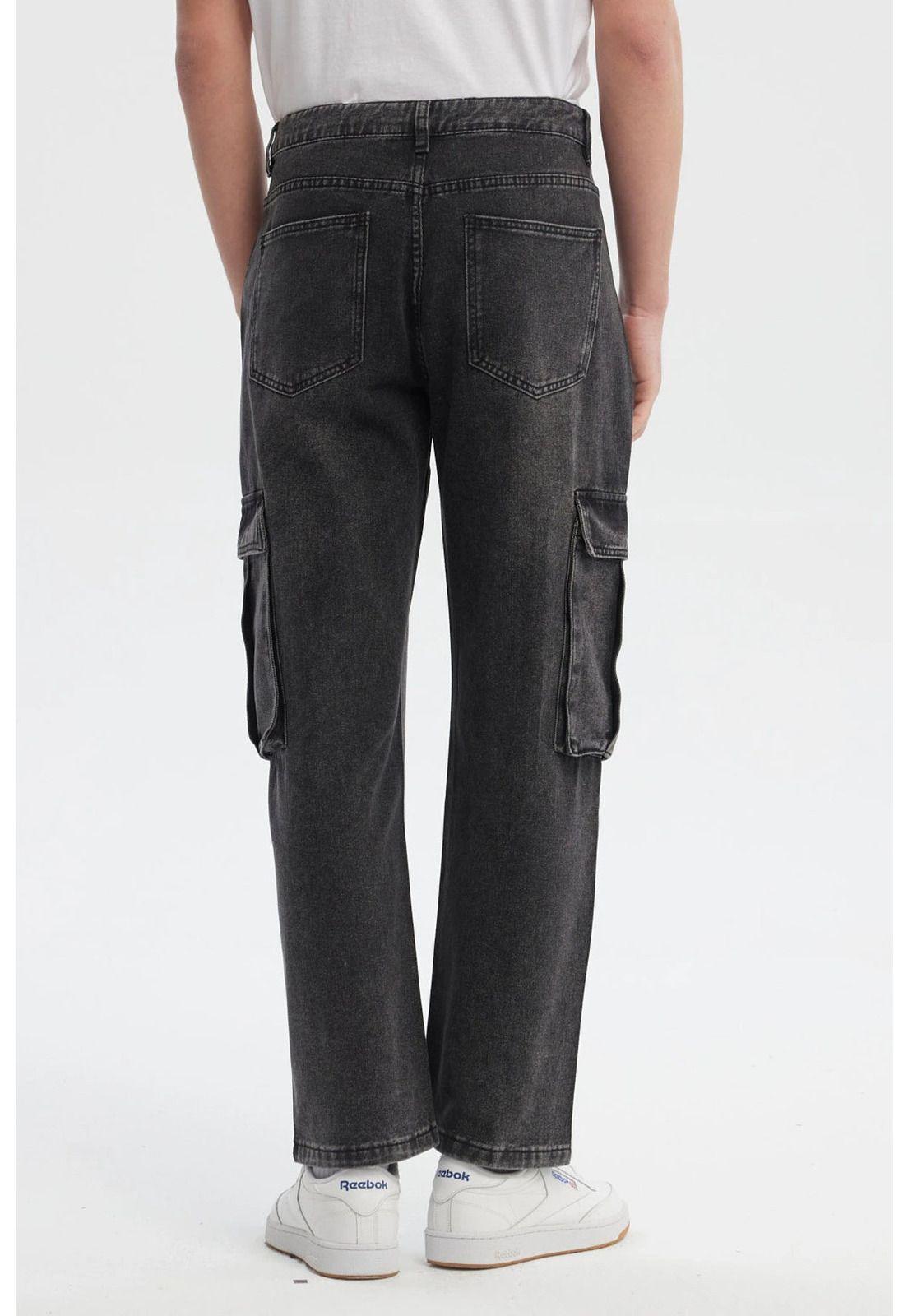 Jeans Hombre Cargo Calce Recto Gris-2