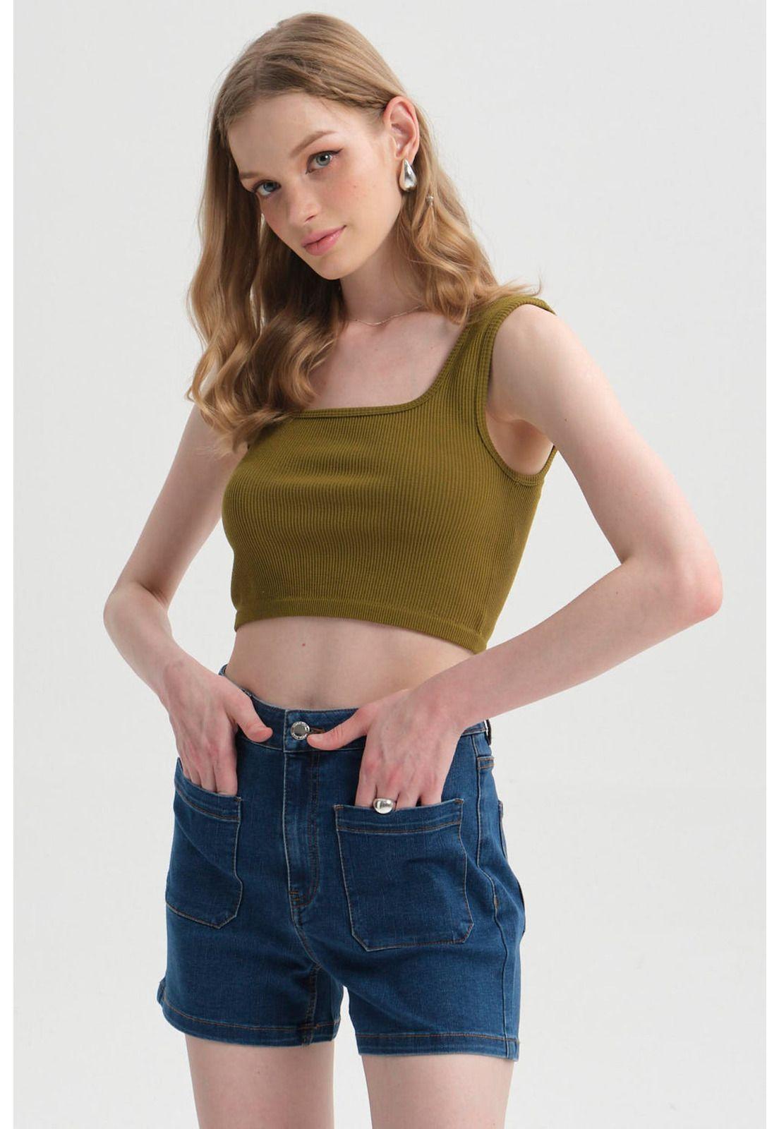 Peto Mujer Seamless Verde Olivo-1