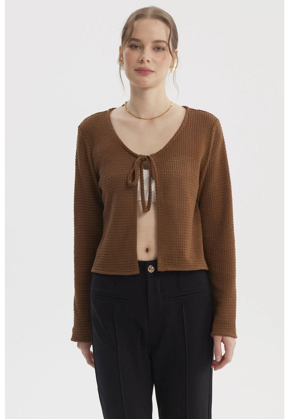 Polera Mujer Tapado Amarra Café-0