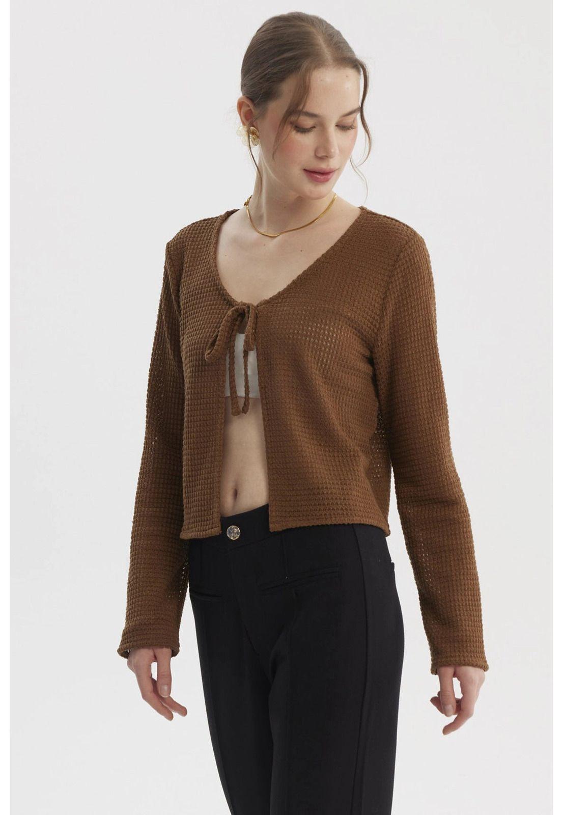 Polera Mujer Tapado Amarra Café-1