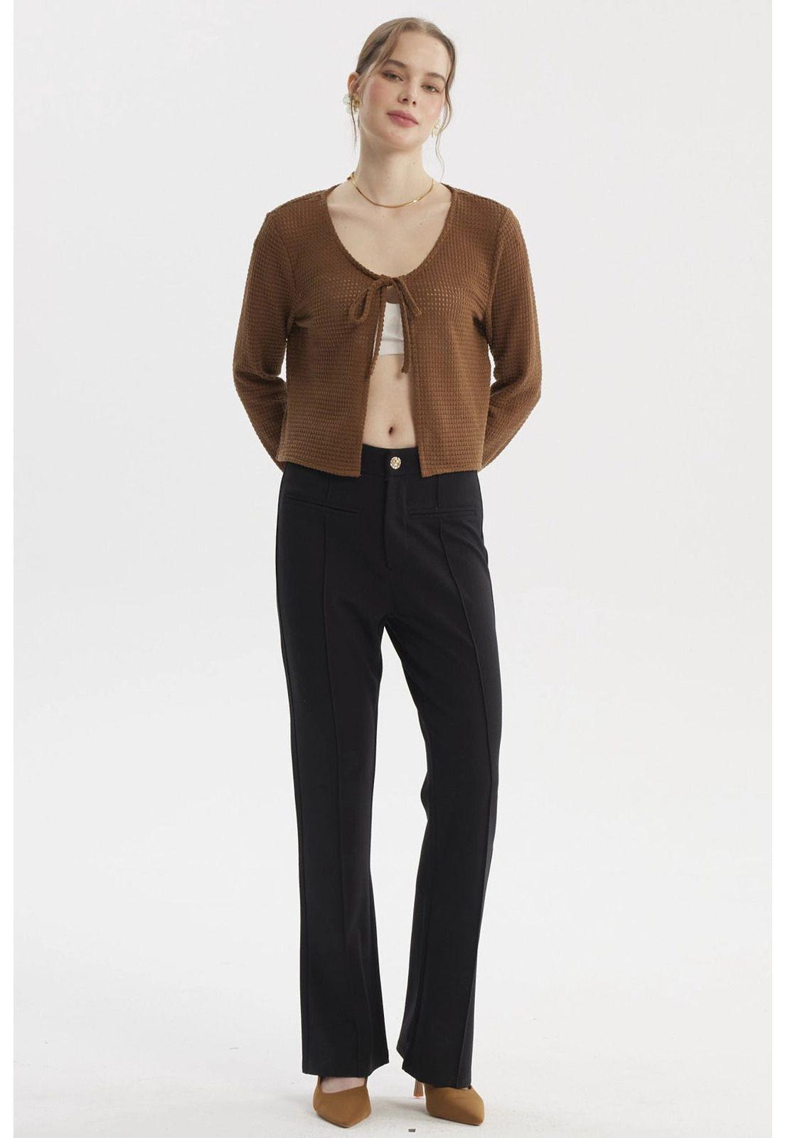 Polera Mujer Tapado Amarra Café-3