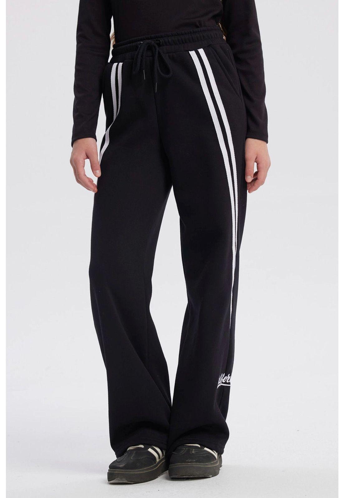 Pantalón Buzo Niña Wide Leg Teen Negro-0