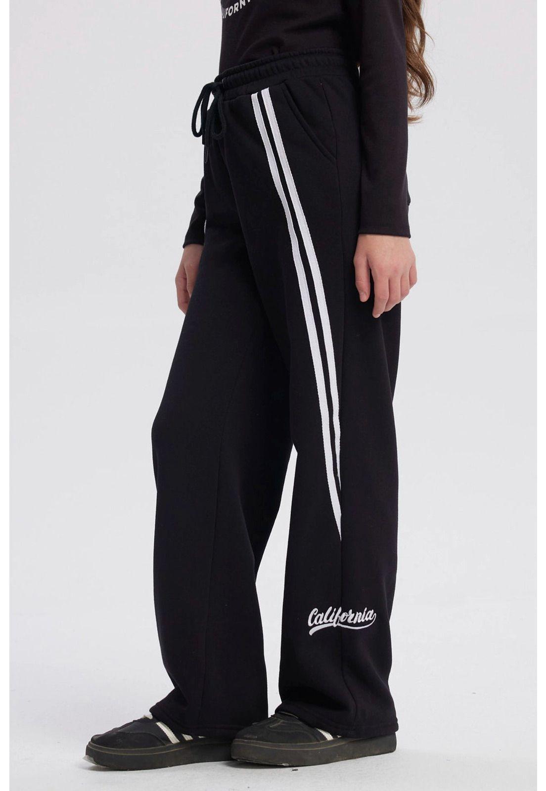 Pantalón Buzo Niña Wide Leg Teen Negro-1