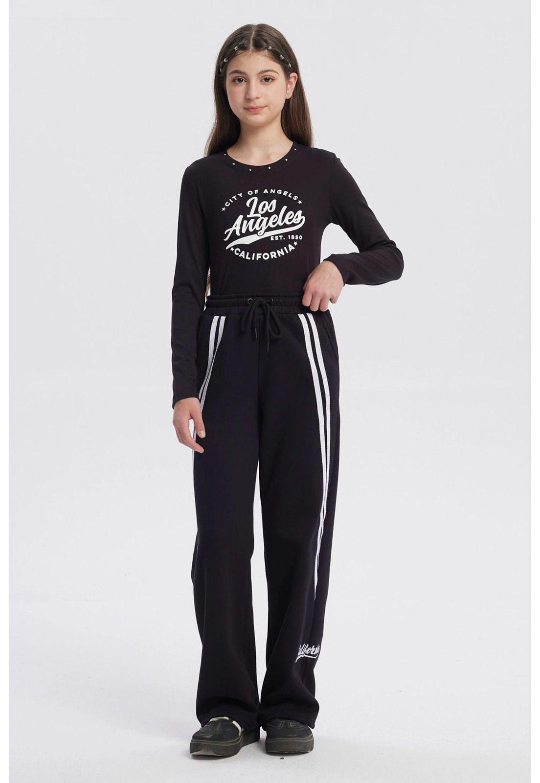 Pantalón Buzo Niña Wide Leg Teen Negro-3