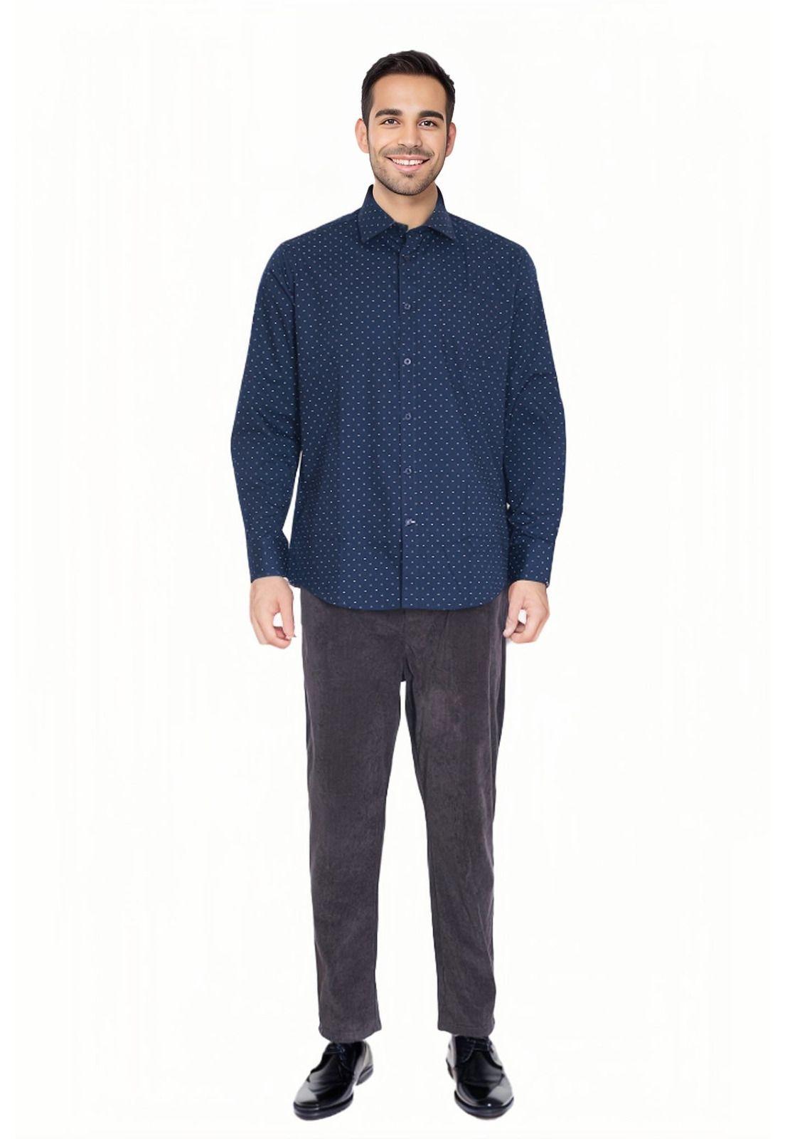 Camisa Hombre Premium Azul Marino-2