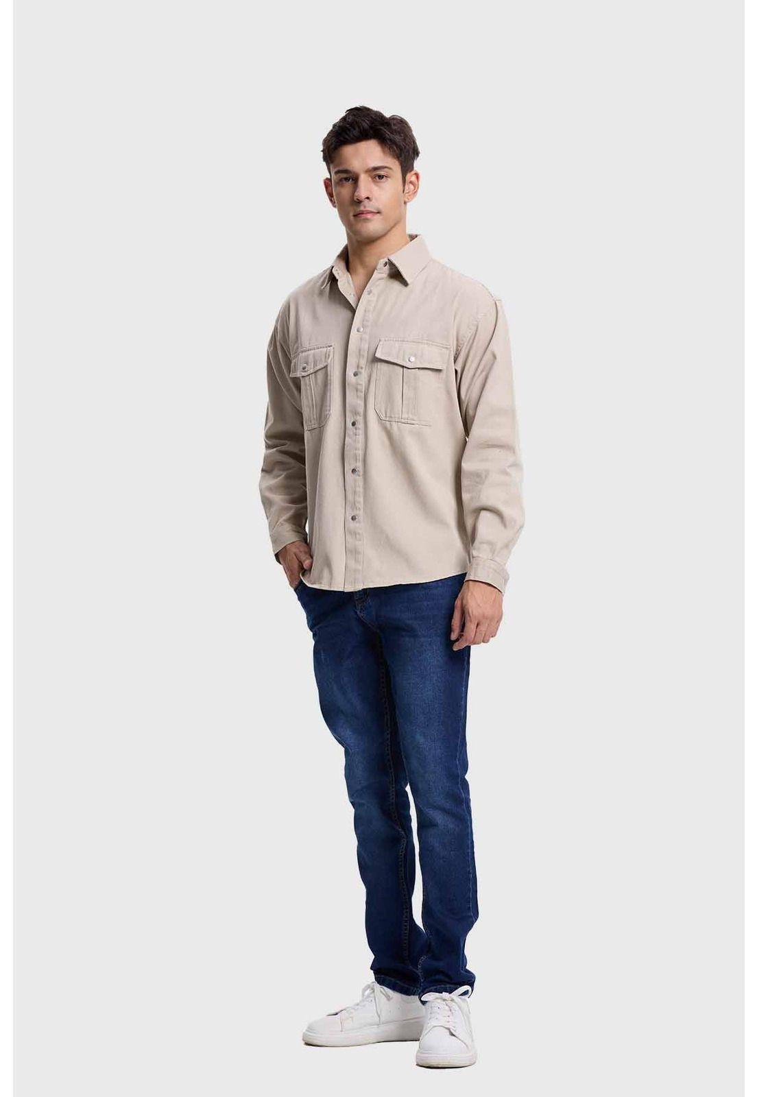 Chaqueta Hombre Gravillado Beige-3