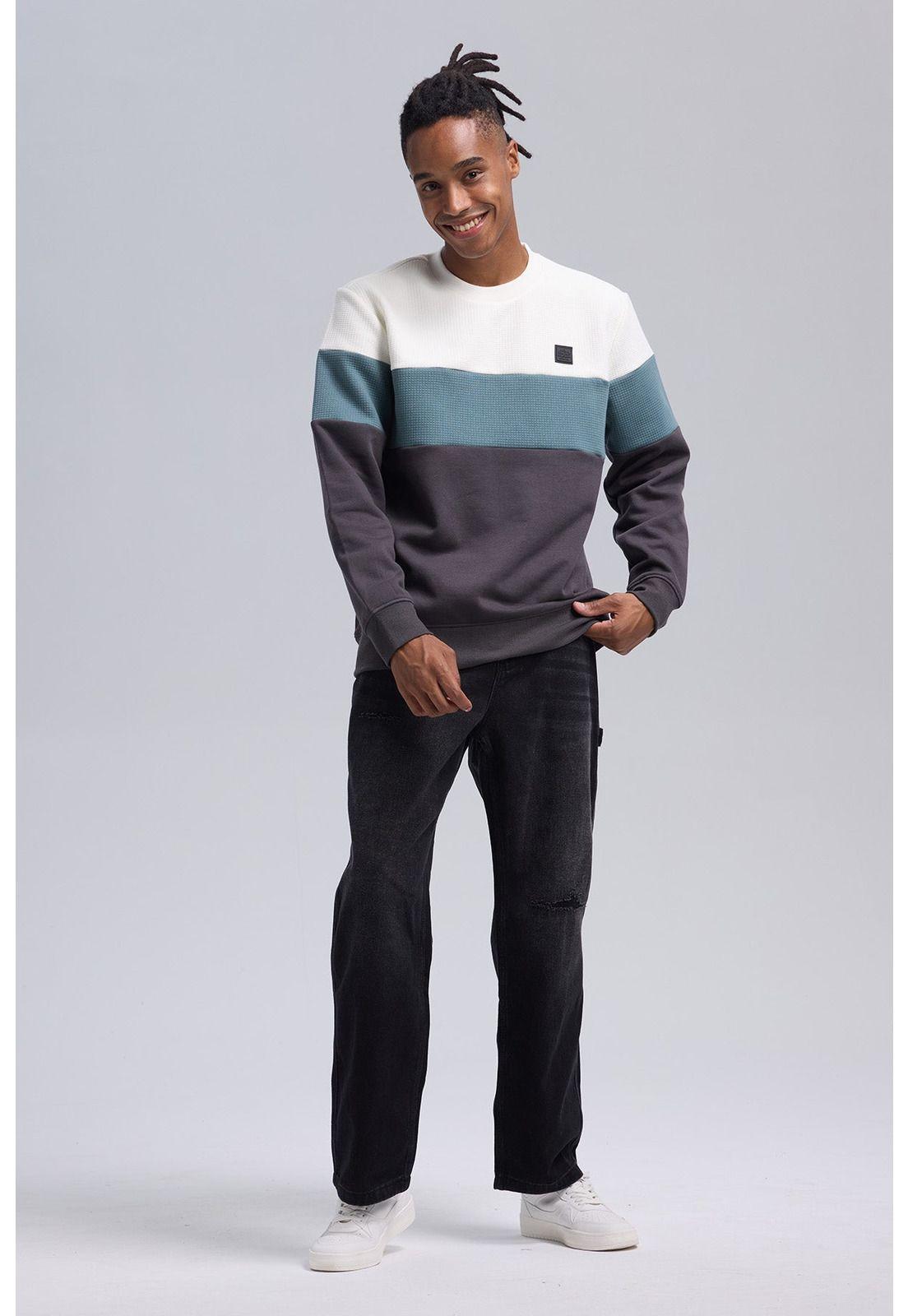 Polerón Hombre Blocking Gris-3