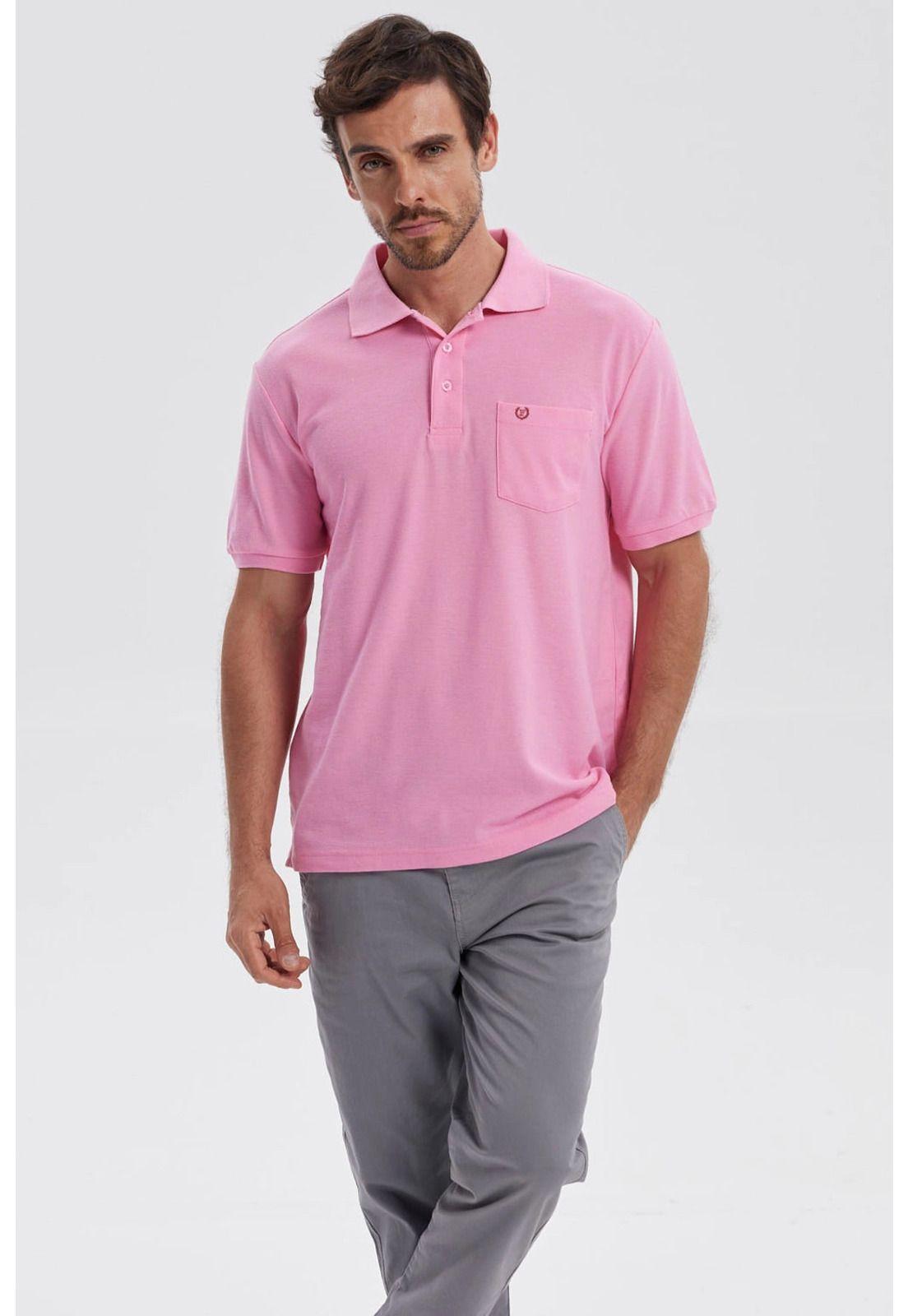 Polera Hombre Piqué Básica Lisa Rosado - lll-0