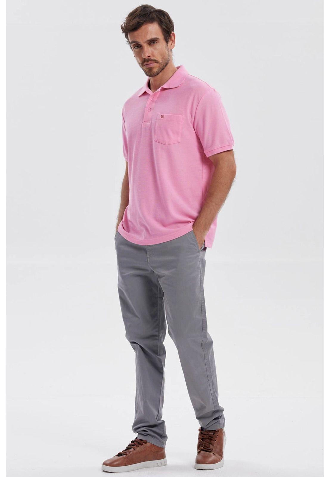 Polera Hombre Piqué Básica Lisa Rosado - lll-3