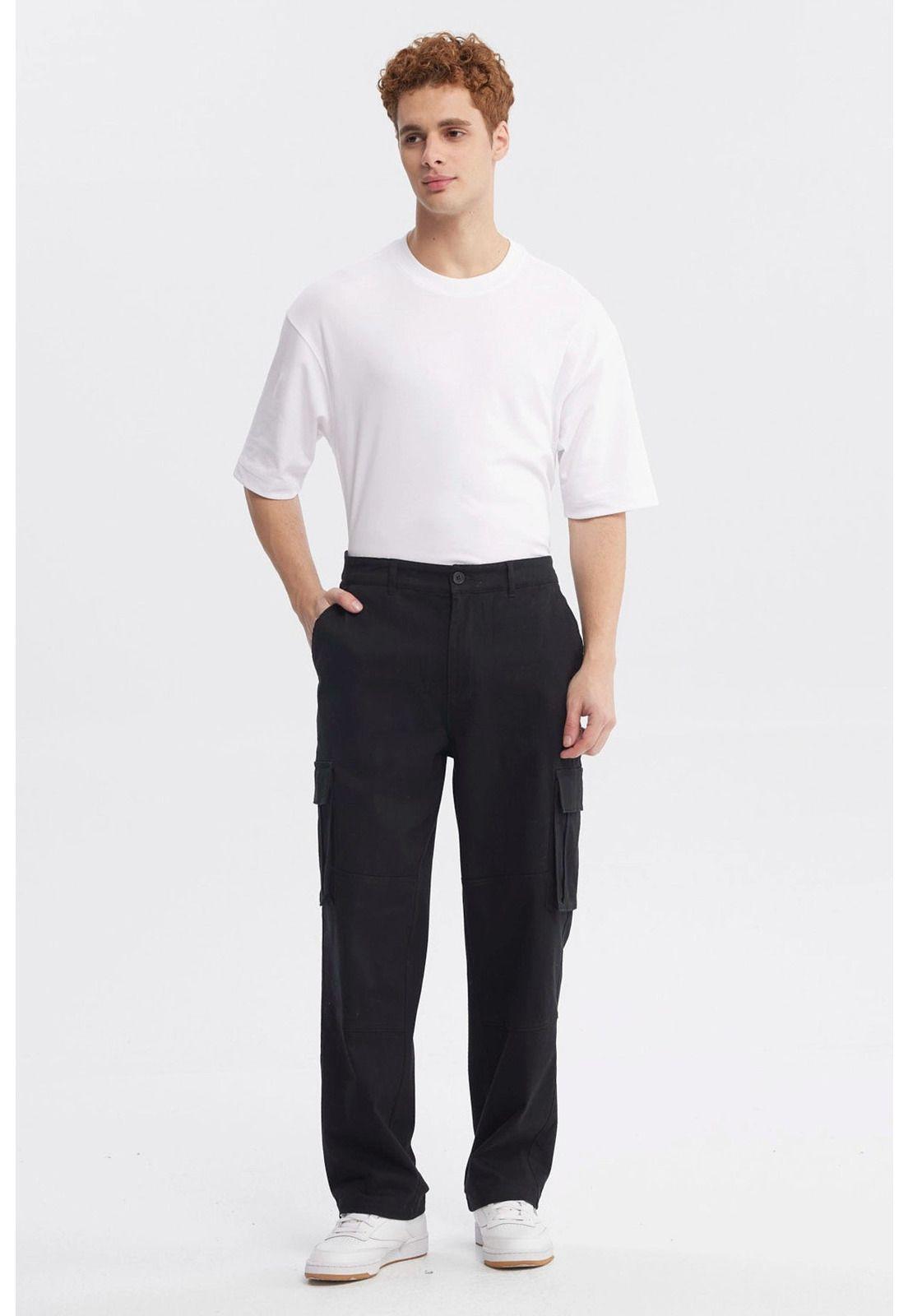 Pantalón Hombre Cargo Wide Leg Negro-3